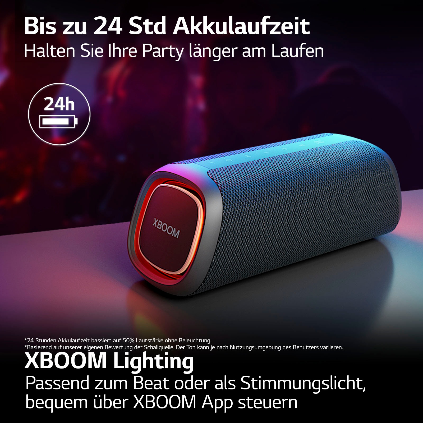 LG Lautsprecher »XBOOM Go DXG7« 1.0 (Bluetooth App-Steuerung | Bassregelung | Beleuchtungseffekte | Equalizer | Multipoint Anbindung | Sprachsteuerung | Wireless Party Connect 40 W)