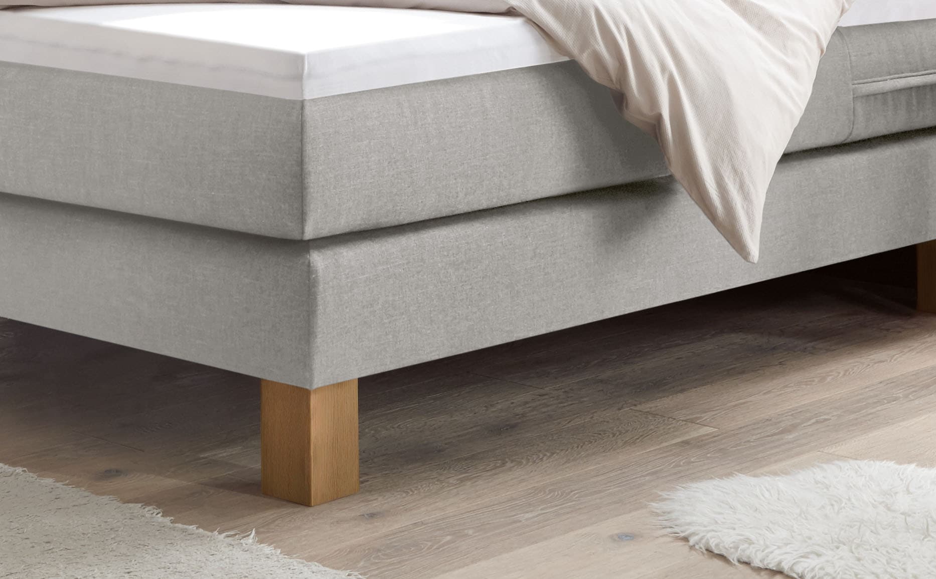 HASENA Boxspringbett »Cottage« mit gepolstertem Kopfteil, Kopfteilrahmen und Füsse aus massiver Eiche