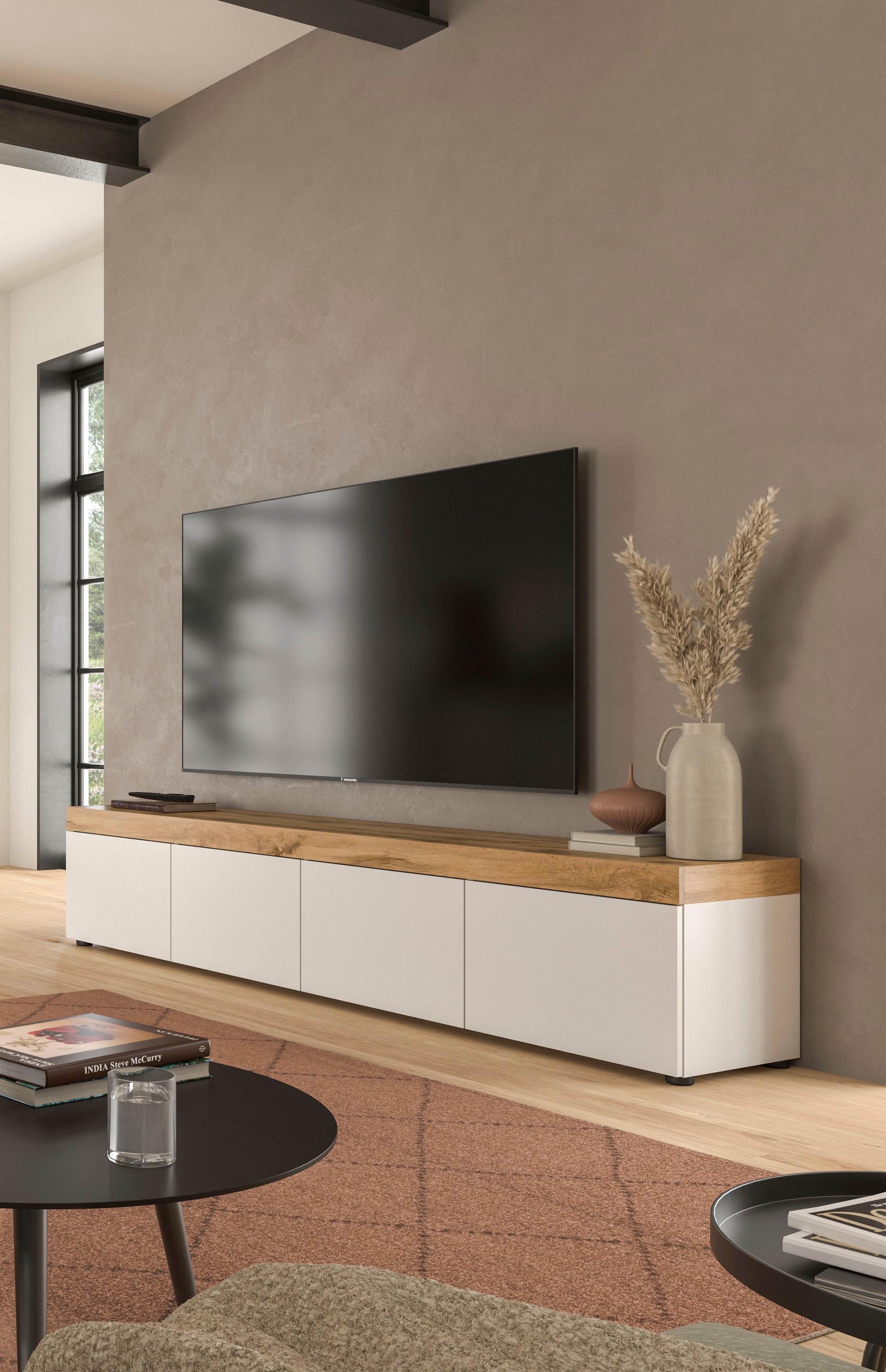 OTTO home Lowboard »MAMBO, Breite 200cm, 4 Klappen, stehend oder hängend« 2 farbige Ausführung, in verschiedenen Farben erhältlich, 1 Stk. tlg. Lowboard, TV Unterschrank, Tv-Schrank, Wohnzimmer