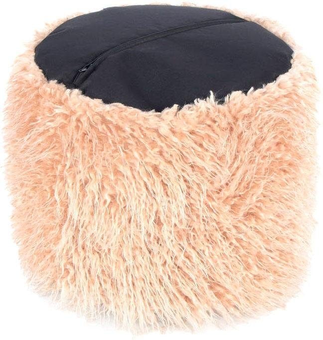 Kayoom Pouf »Fellpouf Bobtail 125, Fellhocker in zweifarbigem Design«, (1 St.), modern, dekorativ, kindersicherer Reißverschluss an der Unterseite