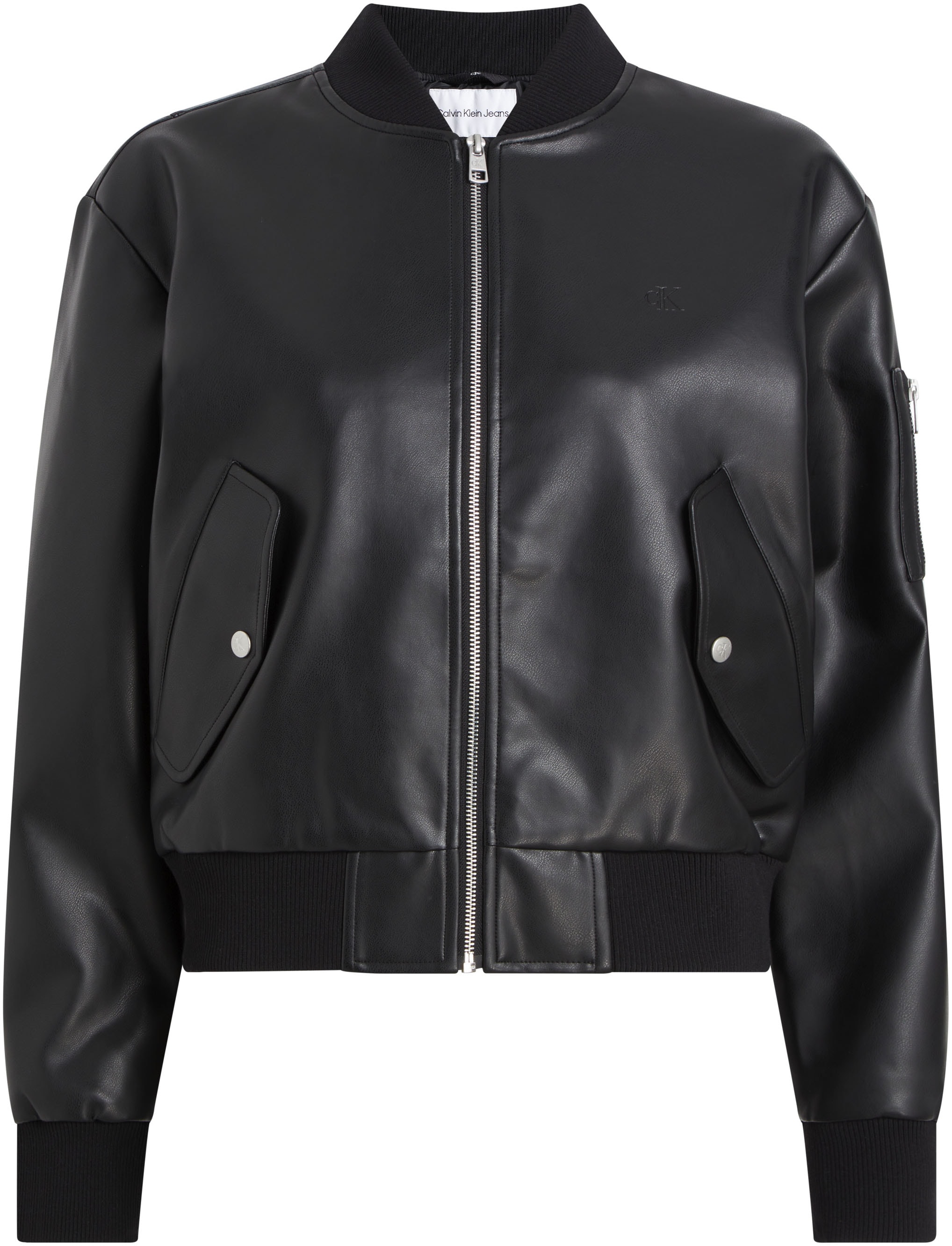 Calvin Klein Jeans Collegejacke »FAUX LEATHER BOMBER JACKET«, mit Logoprägung