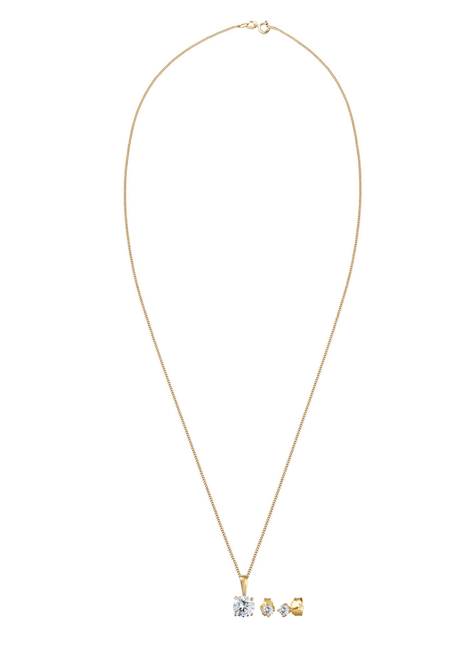 Elli Premium Ohrring und Ketten Set »Schmuckset Zirkonia 585 Gelbgold«