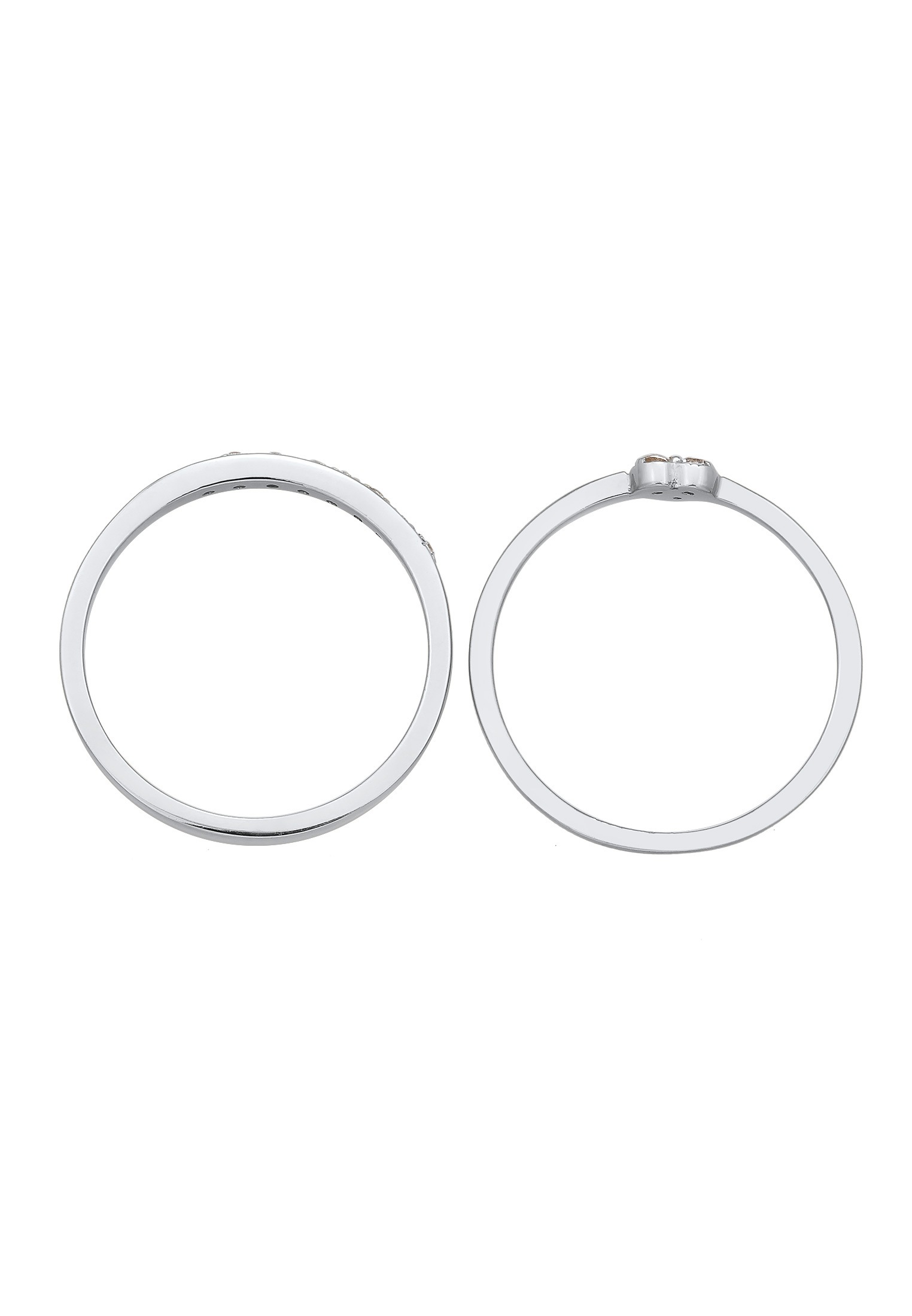 Elli Ring-Set »Ring Herz Memoire Zirkonia 2er Set 925 Silber«