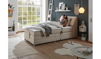 Boxspringbett »Concord«, inkl. Motor, Stauraum im Kopfteil und Topper