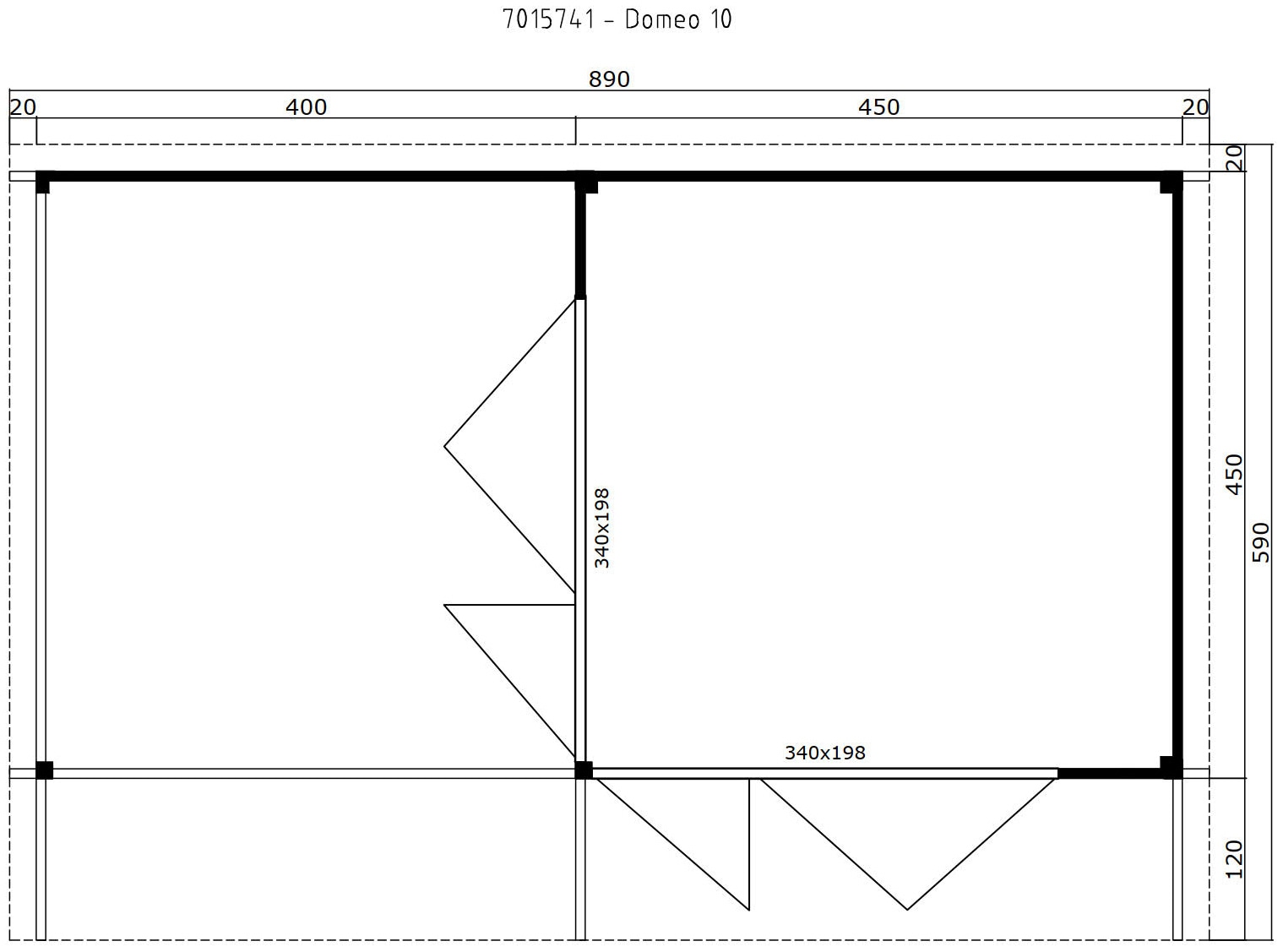 LASITA MAJA Gartenhaus »DOMEO 10 CARBONGRAU/ANTHRAZIT«, (Set), mit Anbau, Fundamentmass 4000+4500 x 4500, Carbongrau