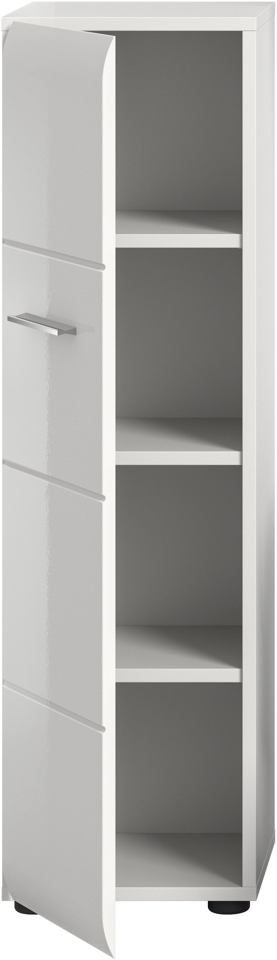 welltime Stauraumschrank 1 Stk. tlg. Florenz, Stauraumschrank, Weiß Hochglanz, 30 cm breit, 4 Fächer