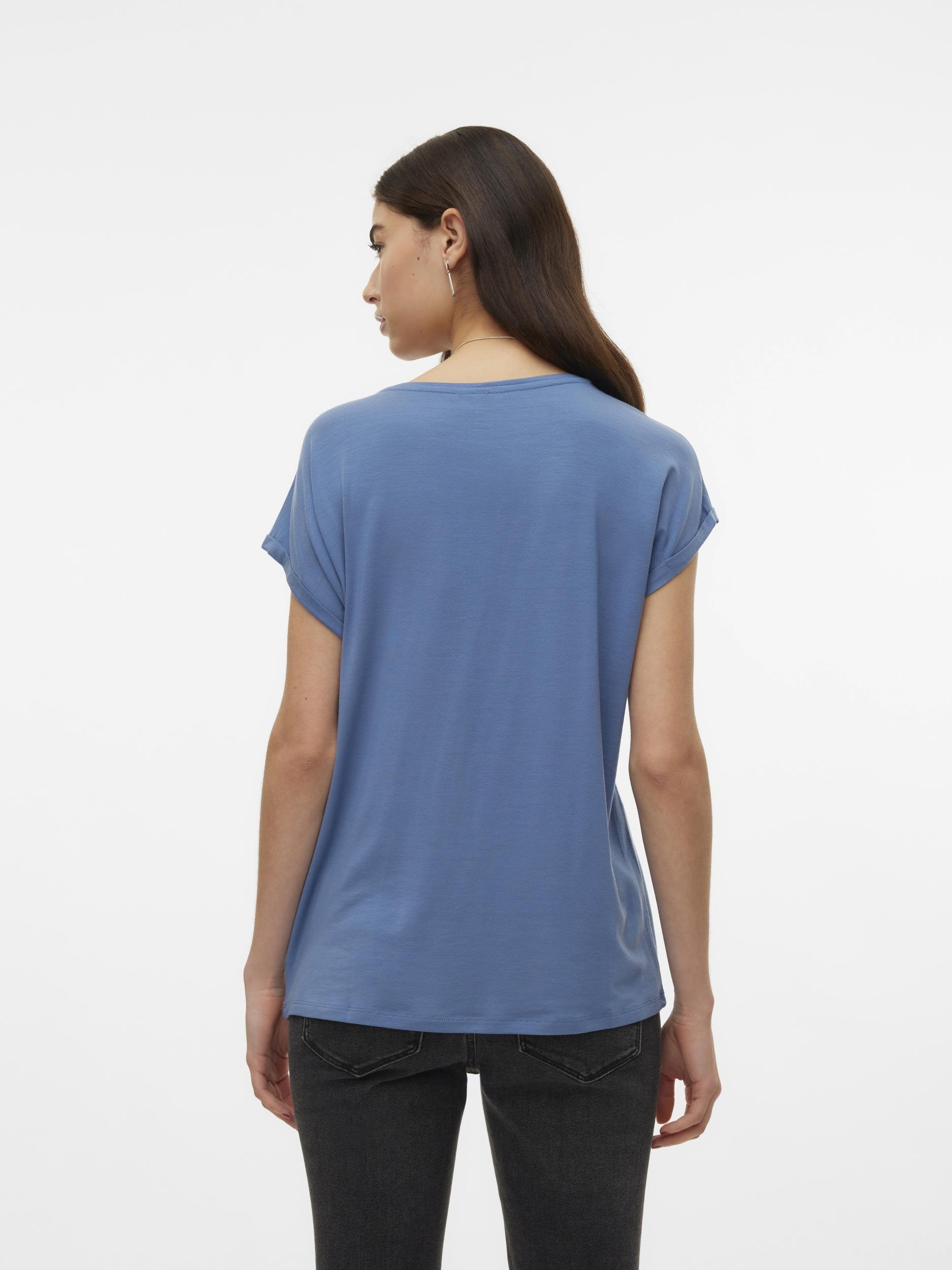 Vero Moda T-Shirt »VMAVA PLAIN SS TOP JRS NOOS« Materialmix, regular fit