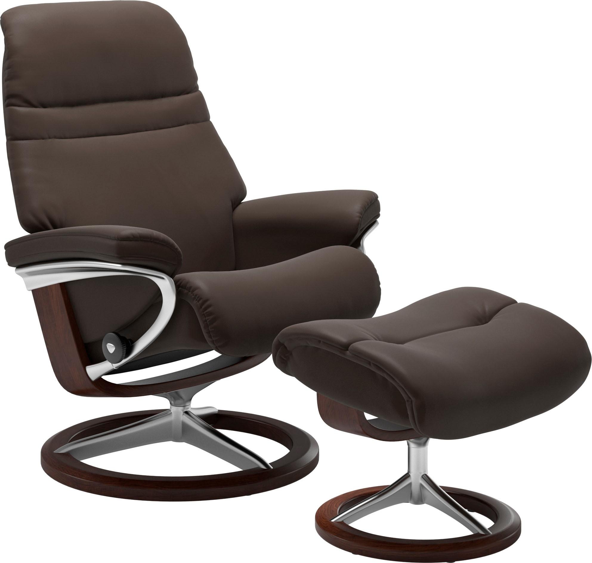 Stressless® Relaxsessel »Sunrise«, (Set, Relaxsessel mit Hocker), mit Signature Base, Größe M, Gestell Braun