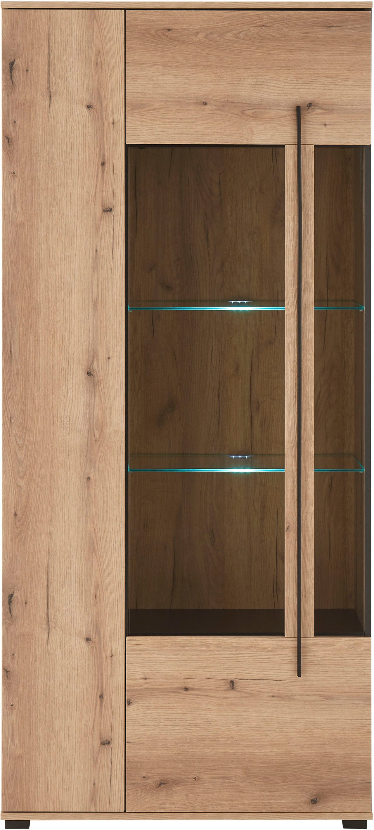 Home affaire Vitrine »Cantara, Vitrinenschrank in Eiche Evoke oder weiß, Standvitrine« schwarzer Stangengriff, ausreichend Stauraum, vielseitig einsetzbar