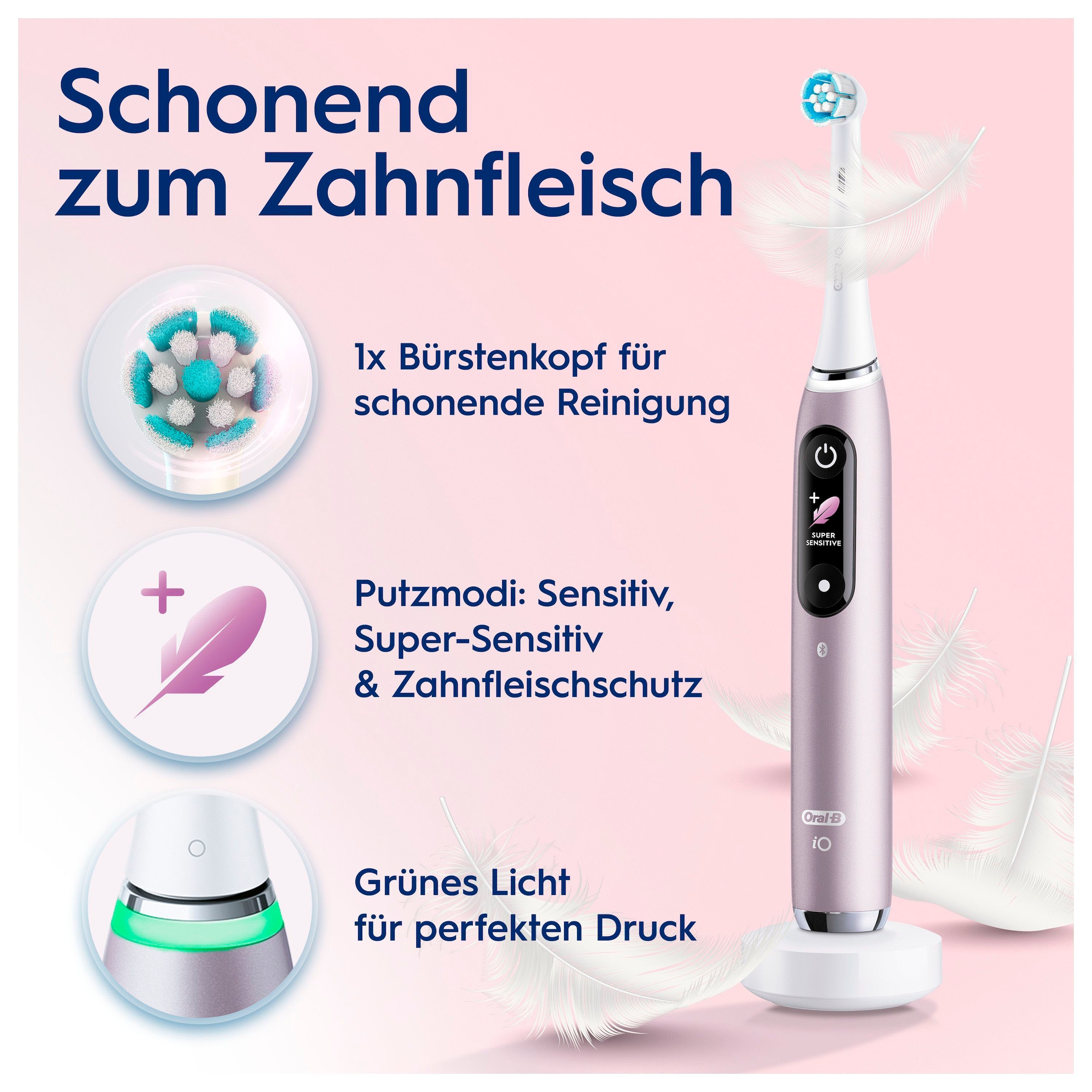 Oral-B Elektrische Zahnbürste »iO 9«, 2 St. Aufsteckbürsten, mit Magnet-Technologie, 7 Putzmodi, Farbdisplay & Lade-Reiseetui