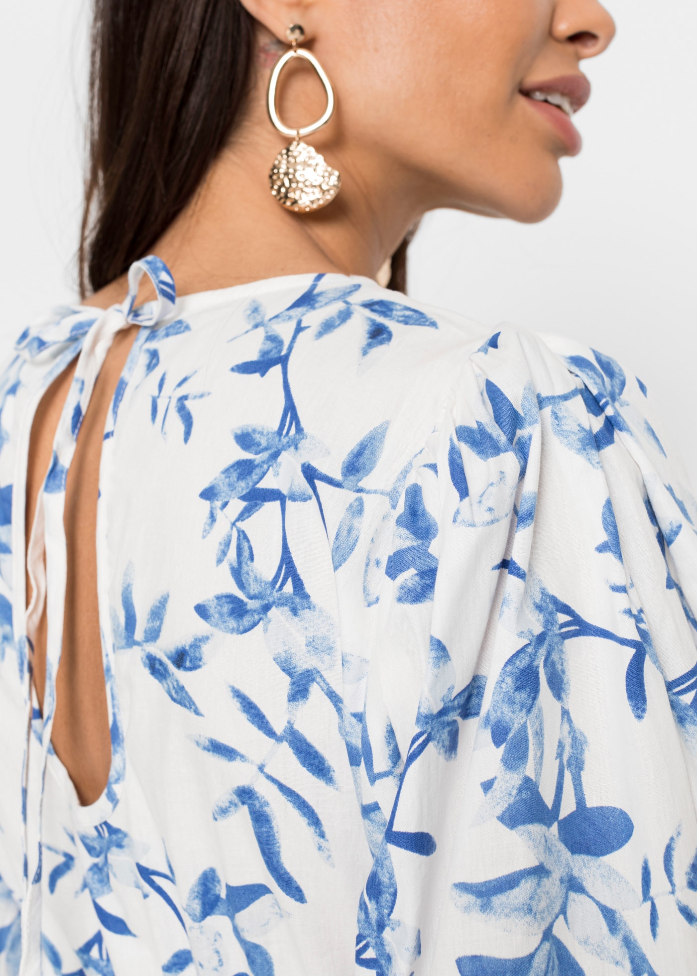 bonprix Minikleid für eleganten Look, aus Baumwolle, A-Linie Passform, Kurzarm-Design