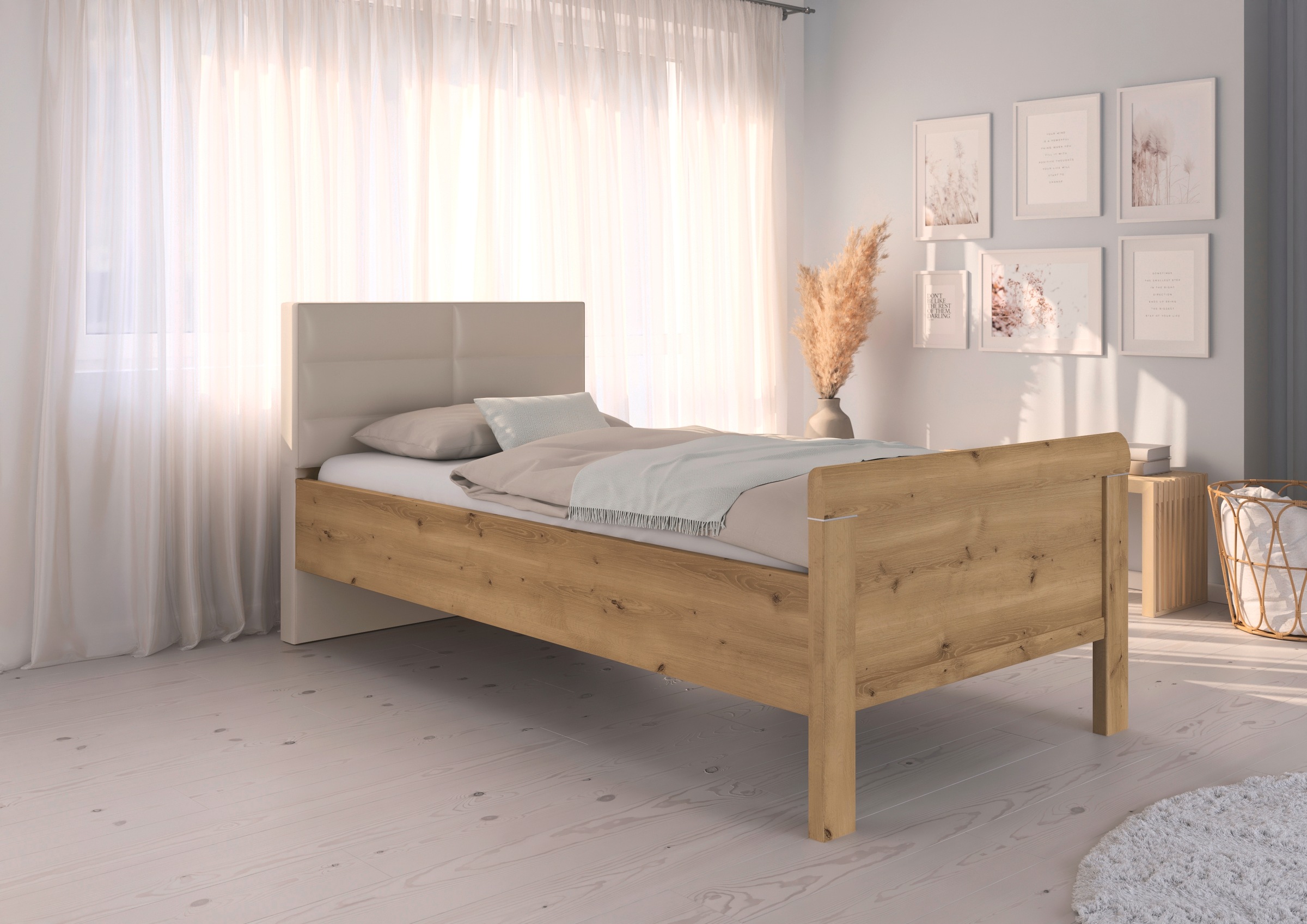 rauch Bett »Bett Einzelbett Stollenbett EVELYN«, in Komforthöhe mit Polsterkopfteil in elegantem Stil MADE IN GERMANY