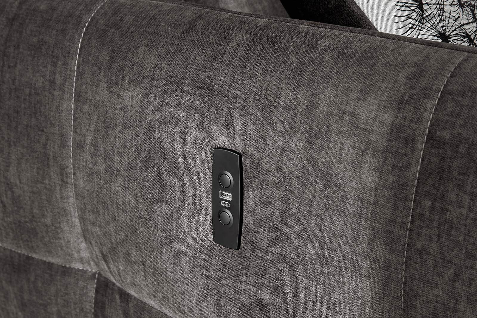 Jockenhöfer Gruppe Ecksofa »Zoom, L-Form, 140kg Belastbarkeit je Sitzplatz« 60cm elektromotorische Sitztiefenverstellung,USB-Ladeports,Kopfstützen