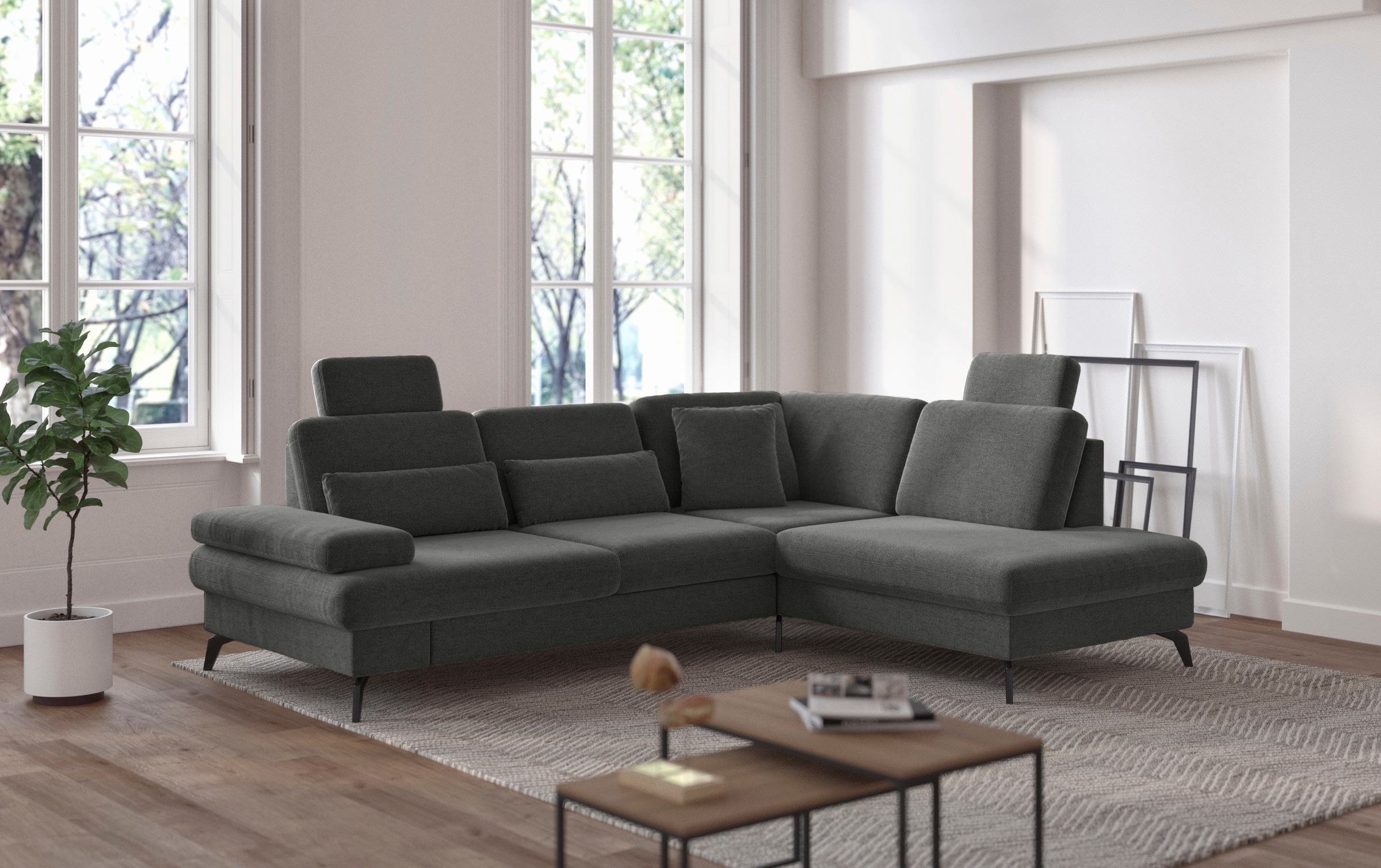 sit&more Ecksofa »Morris L-Form, inkl. Sitztiefenverstellung«, wahlweise mit Armteilverstellung, Bettfunktion & Bettkasten