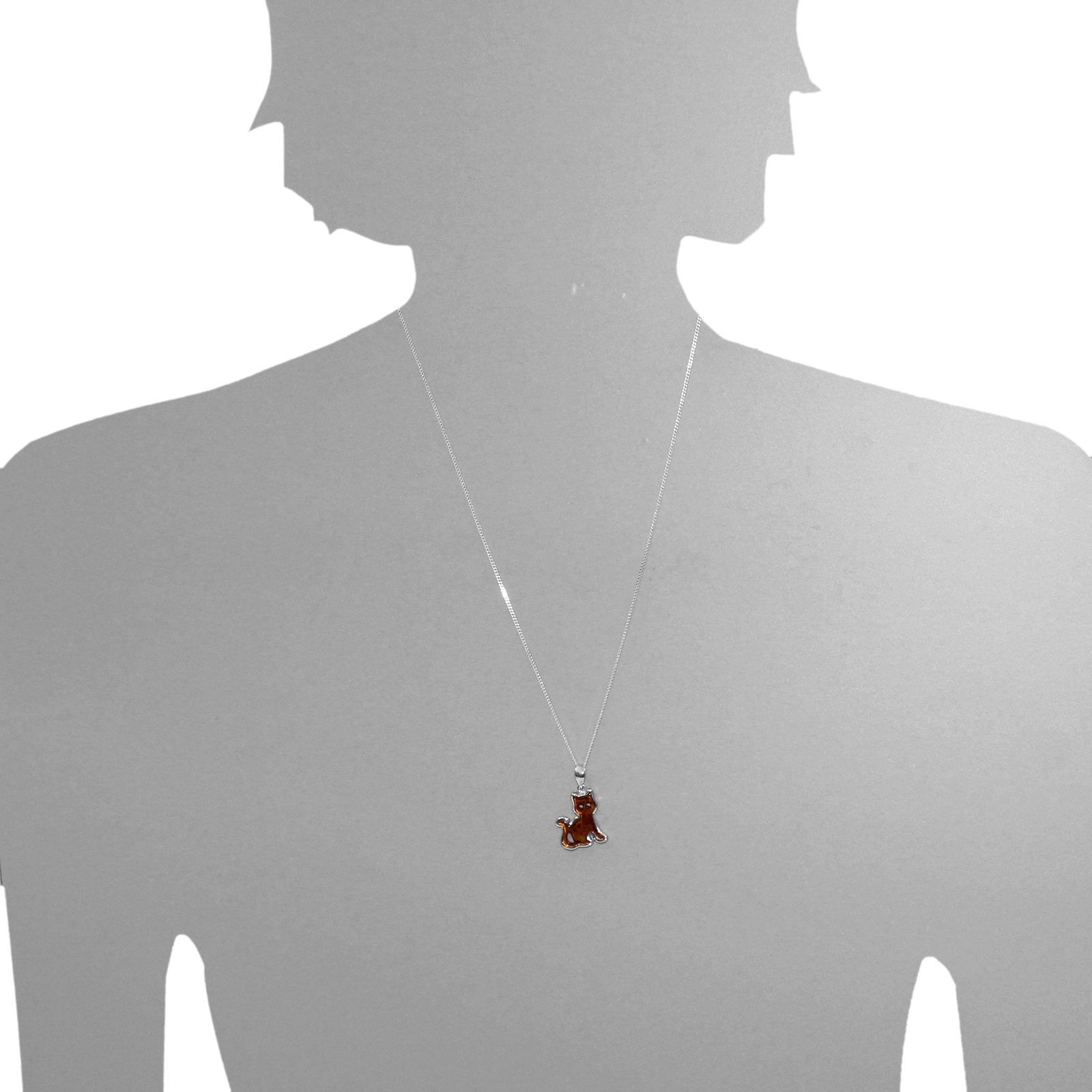 OSTSEE-SCHMUCK Kette und Anhänger Set »- Katze - Silber 925/000 - Bernstein«