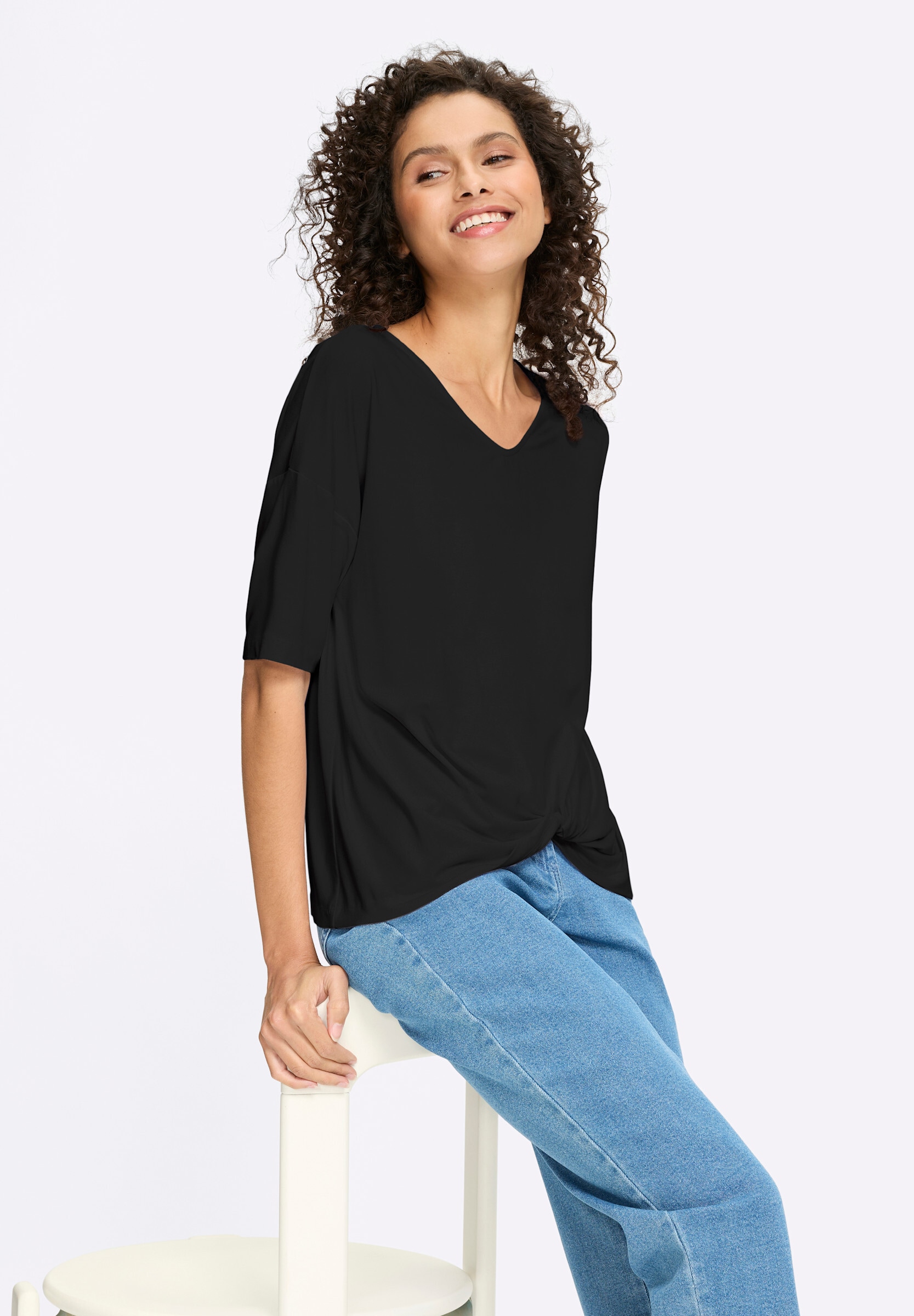 heine T-Shirt »Shirt Kurzarmshirt mit Knoten-Optik«