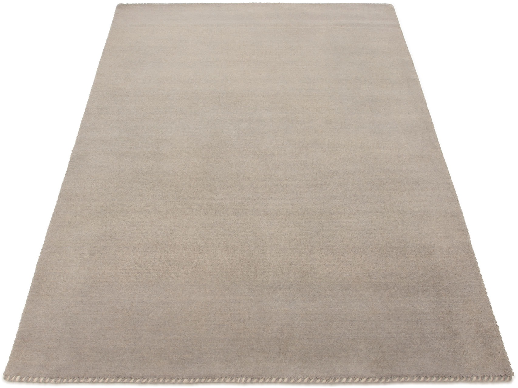 carpetfine Wollteppich »Gabbeh Lola Uni«, rechteckig, 14 mm Höhe, mit natürlichem Pflanzenmaterial von Hand gewebt, auch in Rund