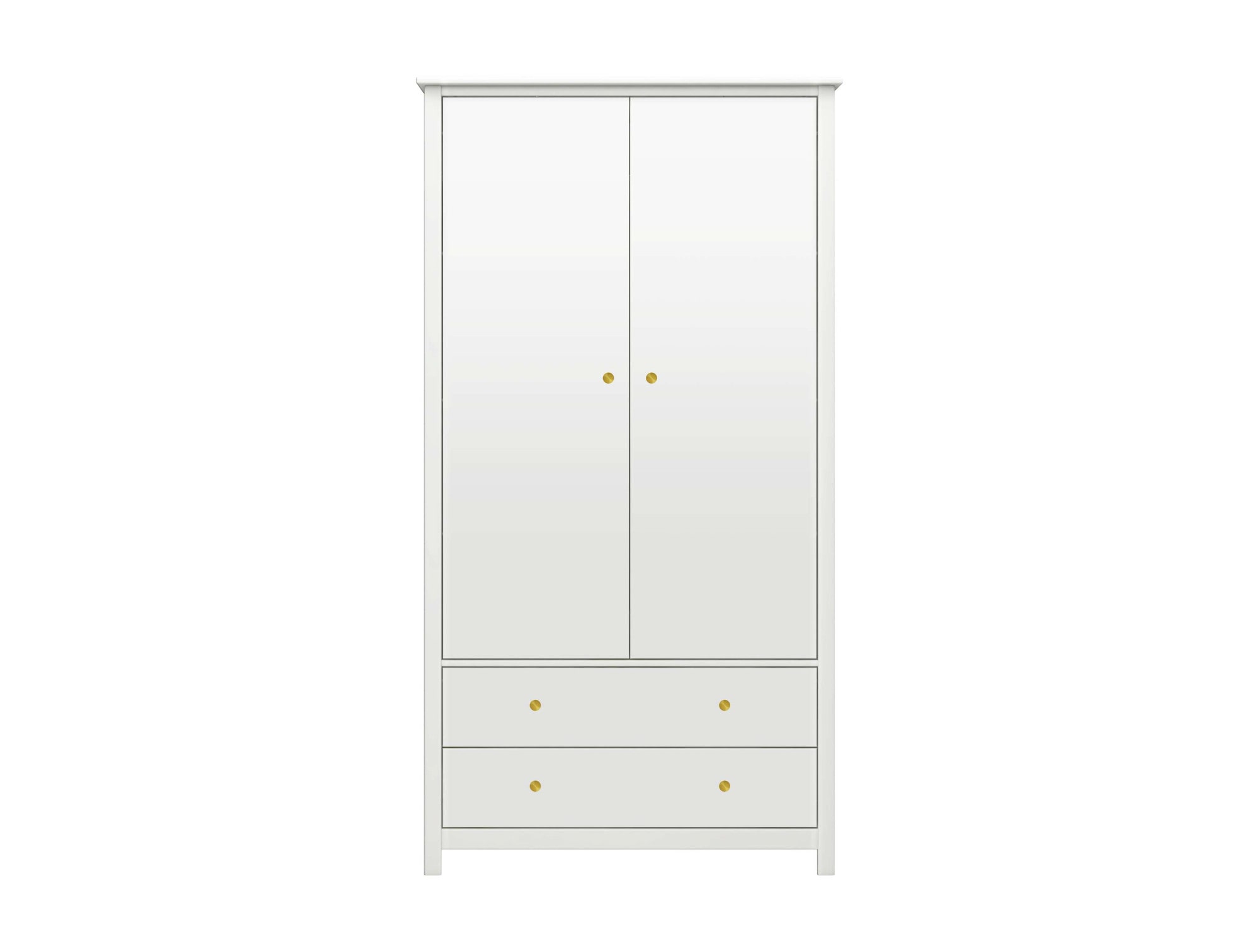 Thuka Kleiderschrank »Luna Schrank, Aufbewarung, Kindergarderobe, Babyzimmer,«, 2 Türen, 2 Schubladen, SOFT-CLOSE, Messing Griffe, Kiefer und MDF