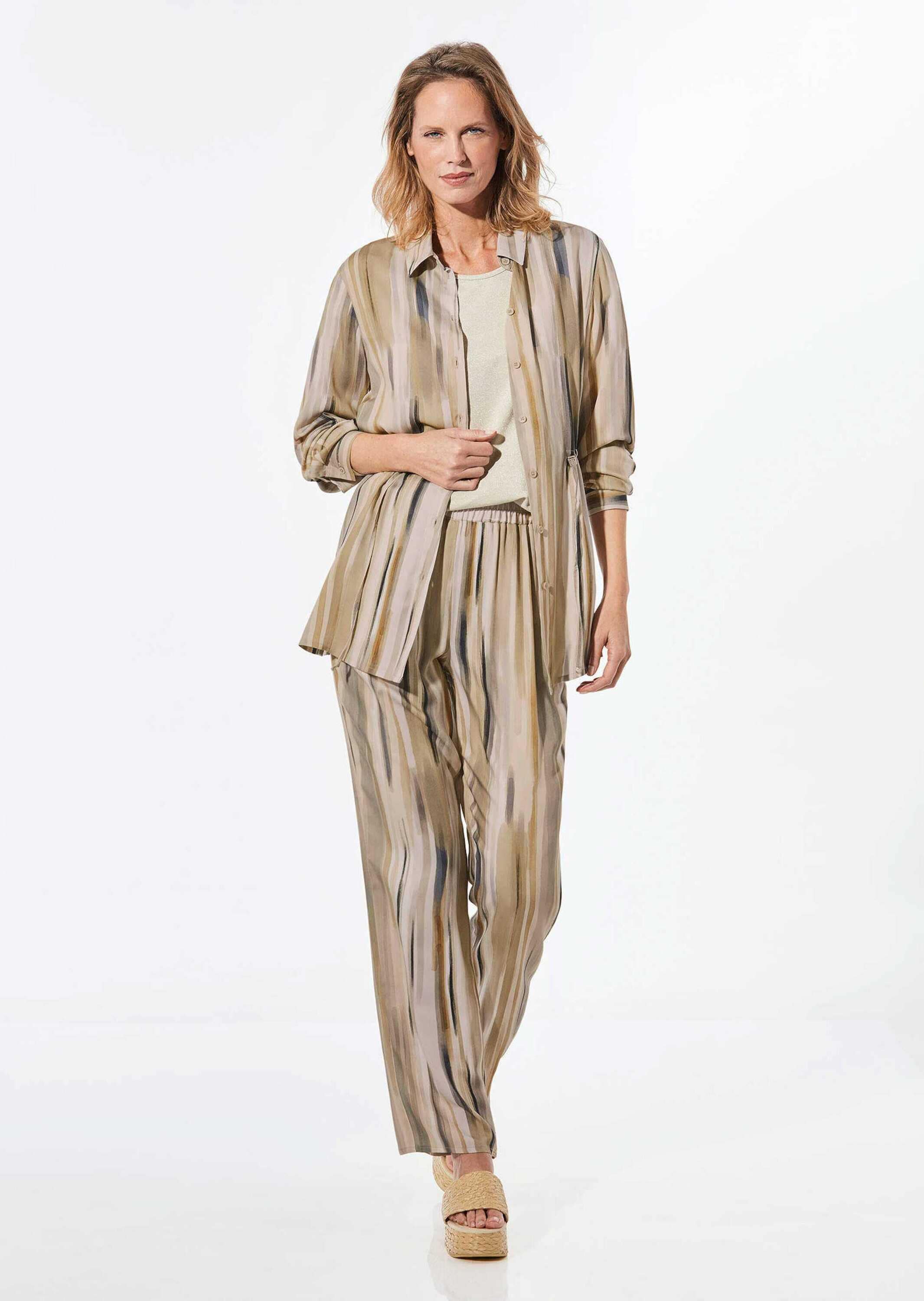 GOLDNER Hemdbluse »Kurzgröße Longbluse mit Bindegürtel« Bindegürtel