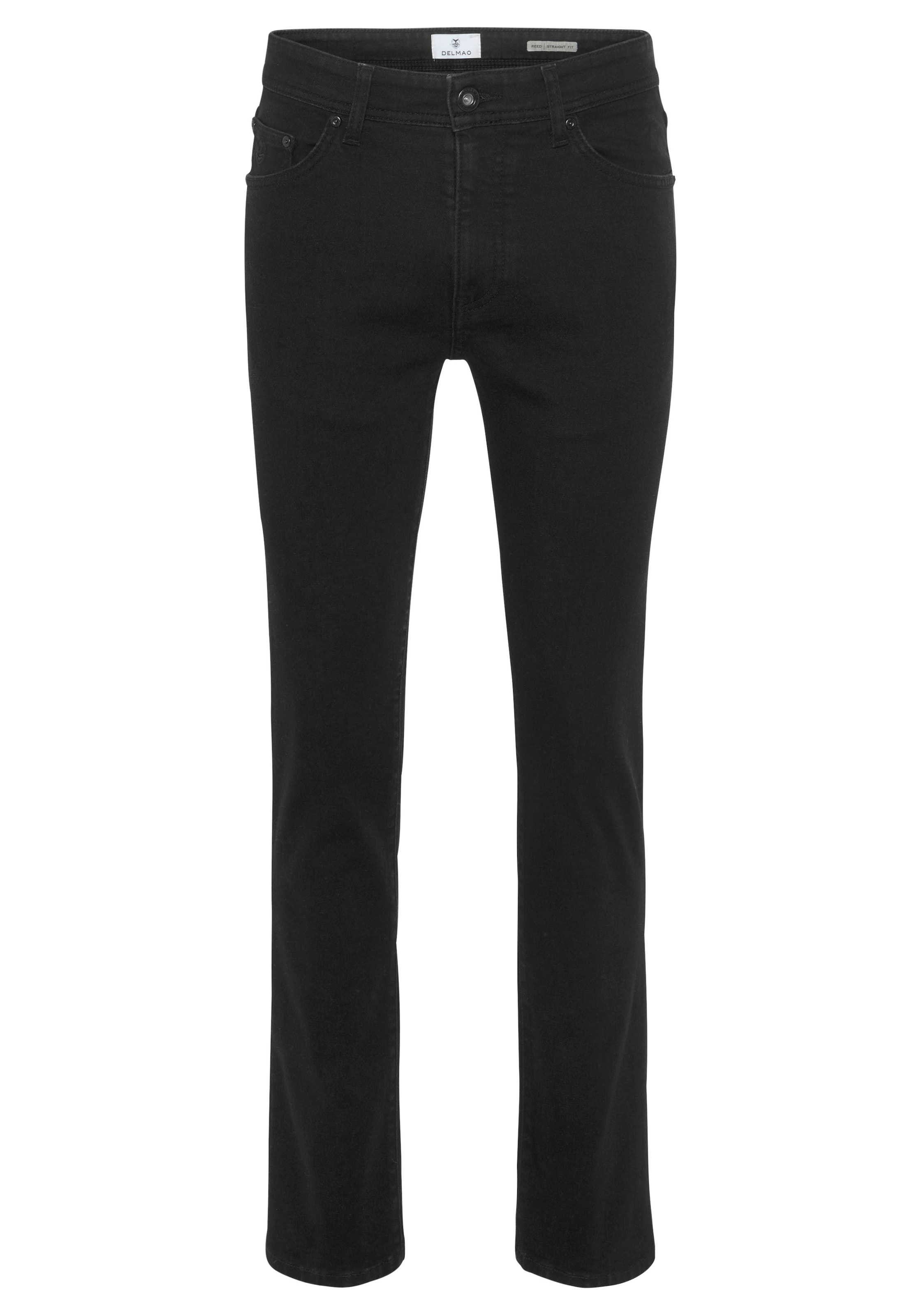 DELMAO Stretch-Jeans »"Reed"«, gerader Beinschnitt, Used-Look-Waschung, niedrige Leibhöhe