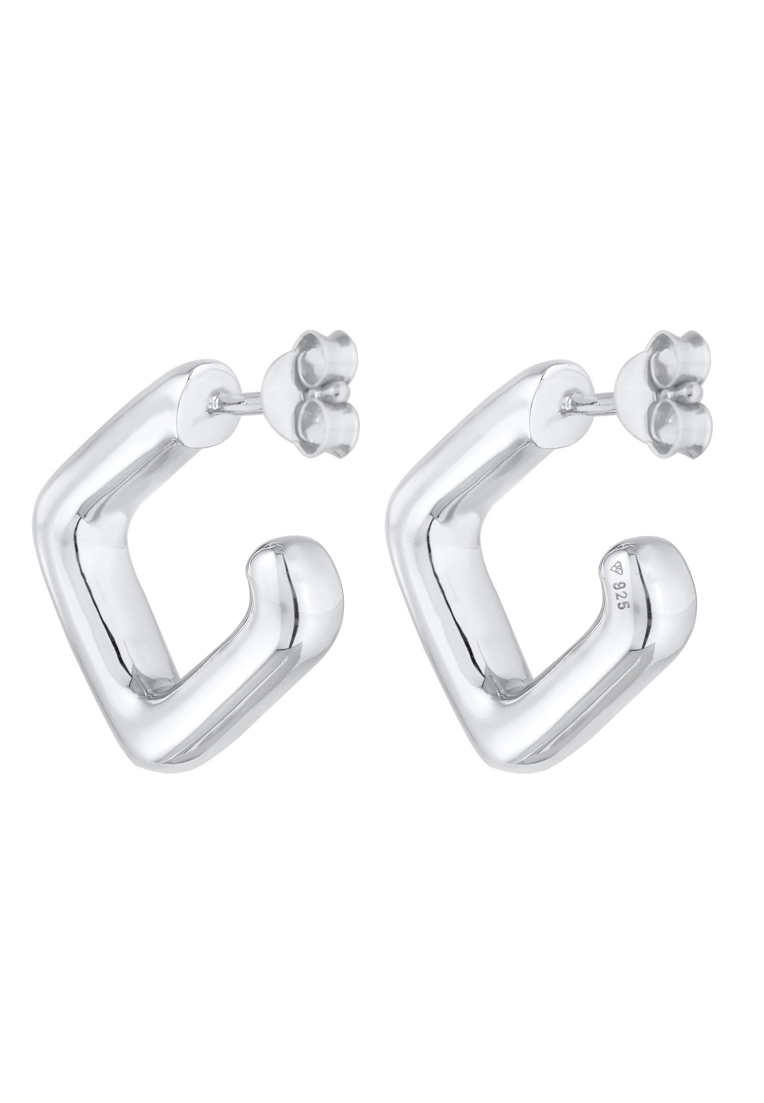 Elli Premium Paar Creolen »Ohrringe Creolen Stecker Viereck Quadrat 925 Silber«