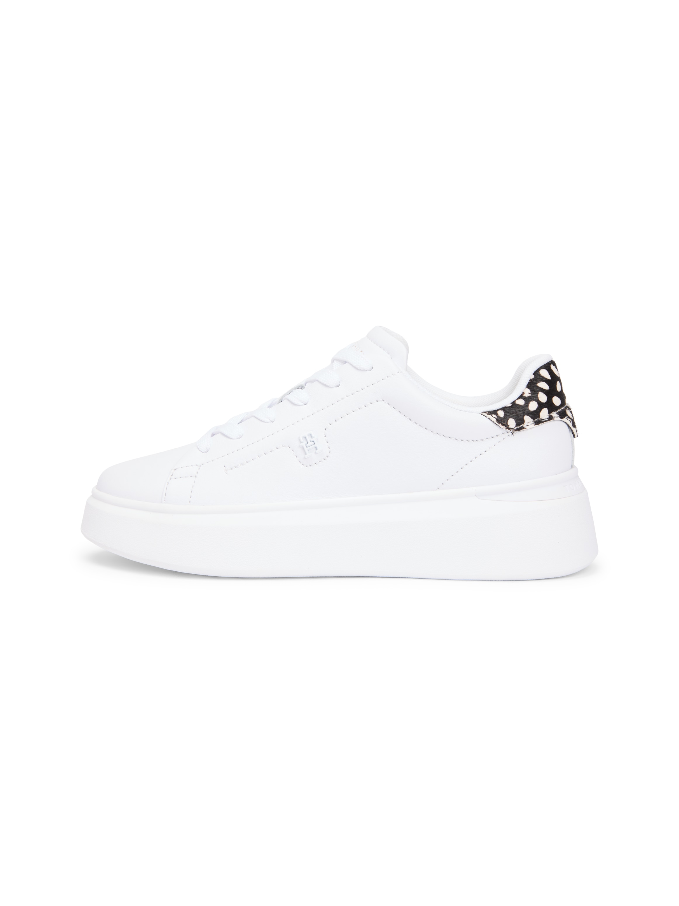 Tommy Hilfiger Plateausneaker »ANIMAL PRINT PLATFORM SNEAKER«  , Schnürer, Halbschuh, Freizeitschuh, gepunkteter Braun-Beiger-Besatz