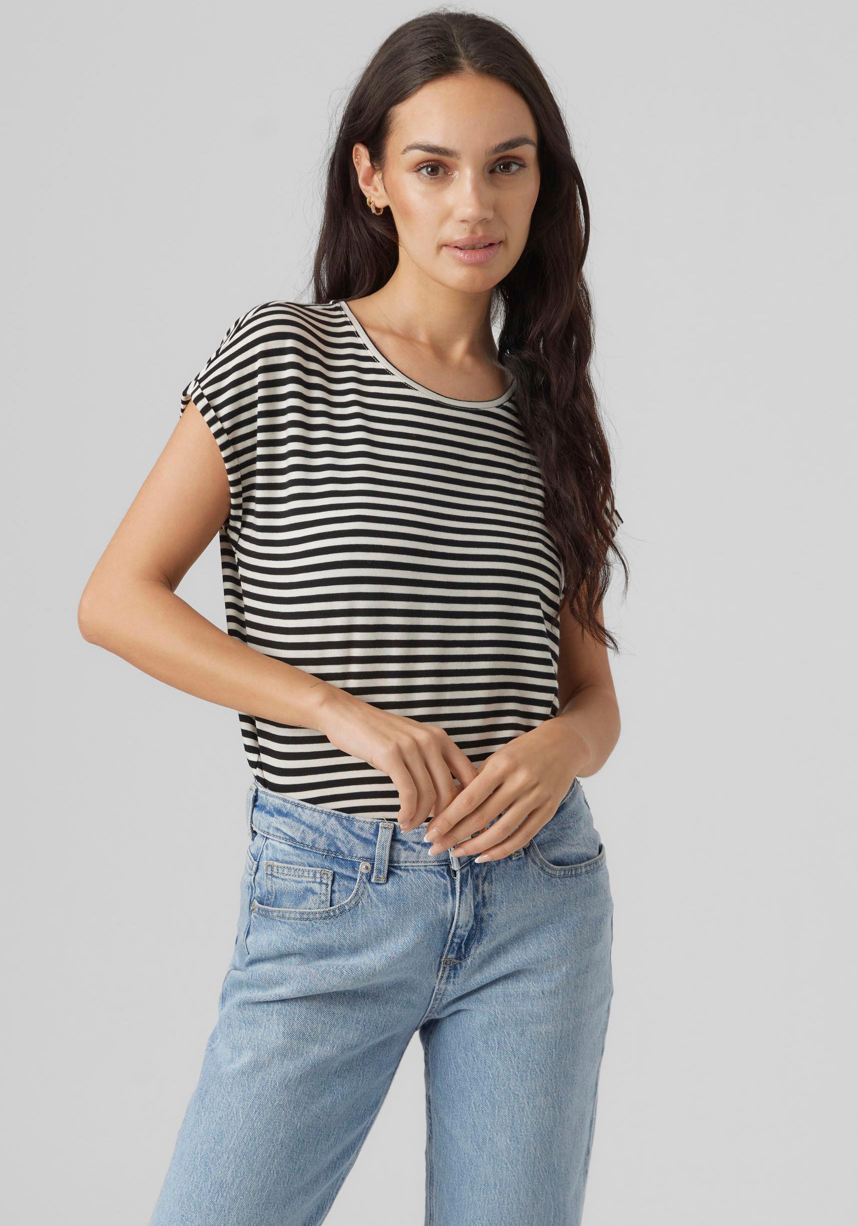 Rundhalsshirt »VMAVA PLAIN SS TOP STRIPE GA JRS NOOS«