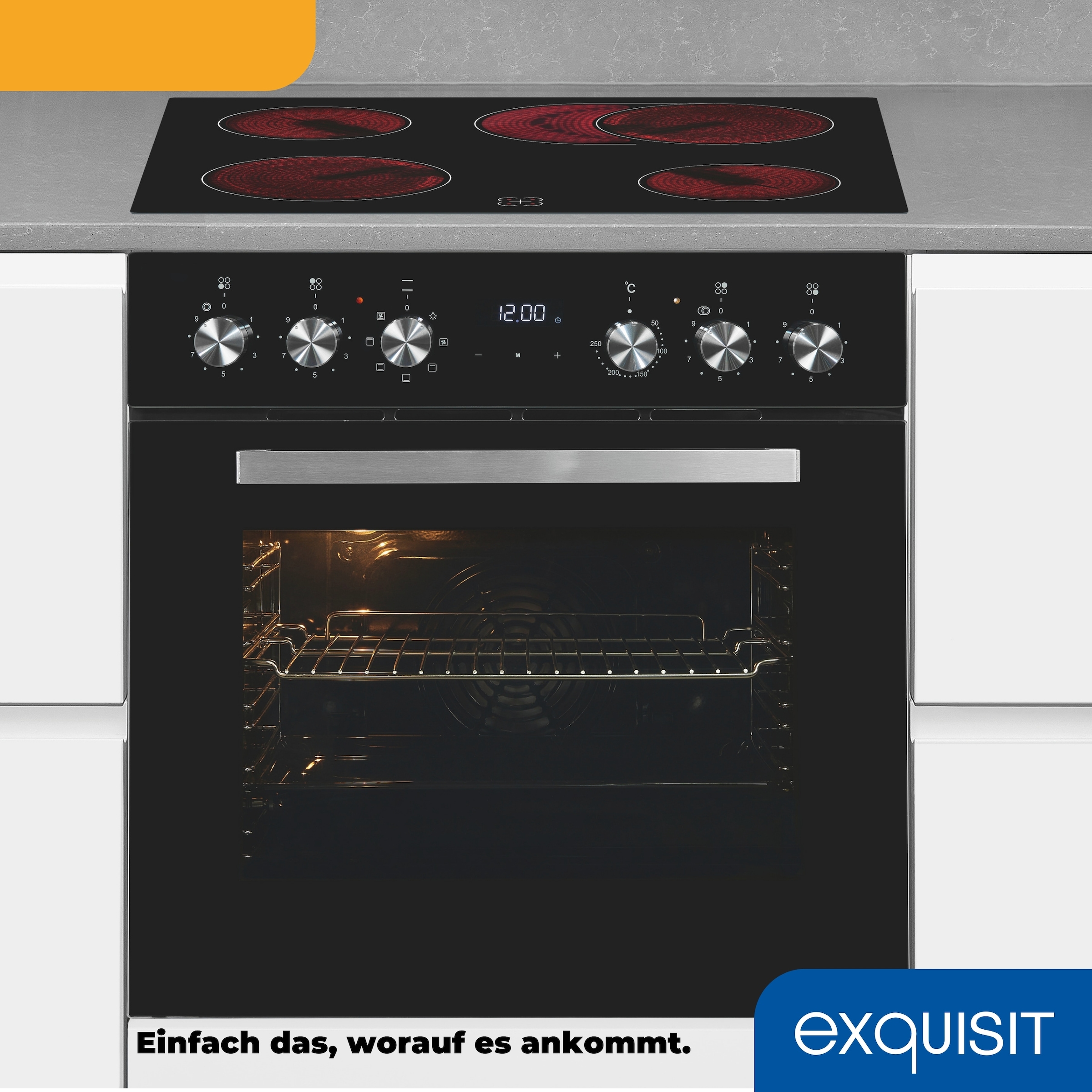 exquisit Elektro-Herd-Set »EHE157-UBZ-020 schwarz«