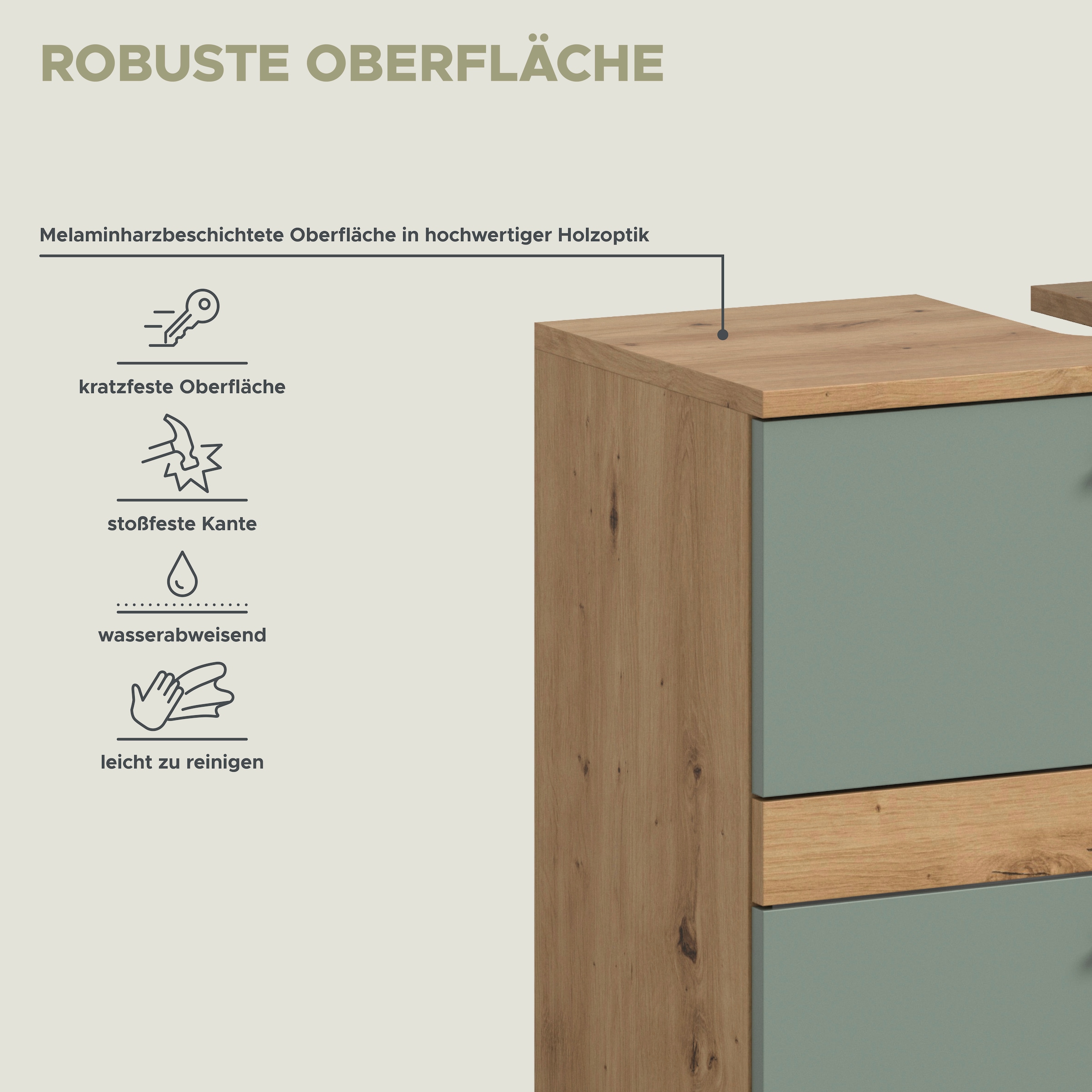 welltime Waschbeckenunterschrank »LUCCA, Breite 60 cm, 2 Schubkästen, hochwertige MDF Front«