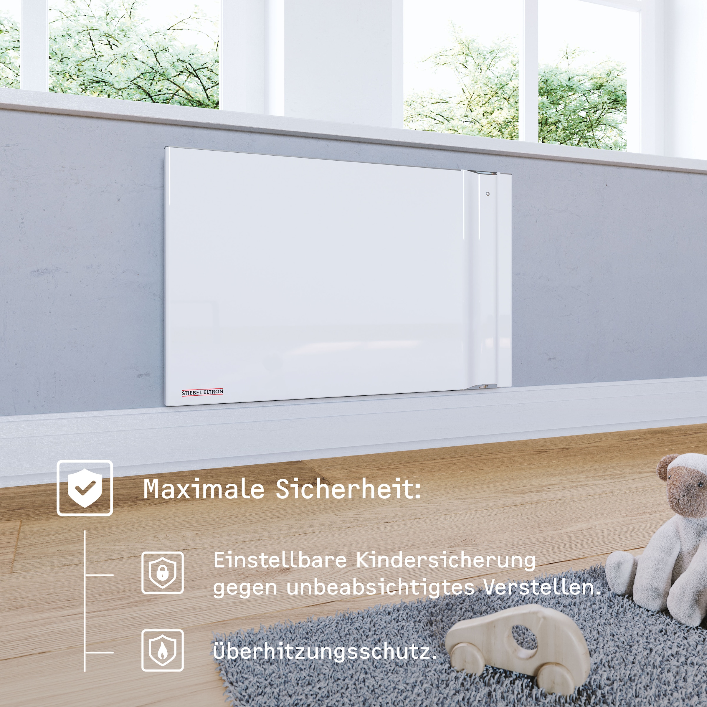 STIEBEL ELTRON Konvektor »»CND 200«, Duo Wandkonvektor, Elektroheizung energiesparend, 2,0 kW«, für ca. 25 m², LCD-Display, Wochentimer, ohne Stecker, Festanschluss