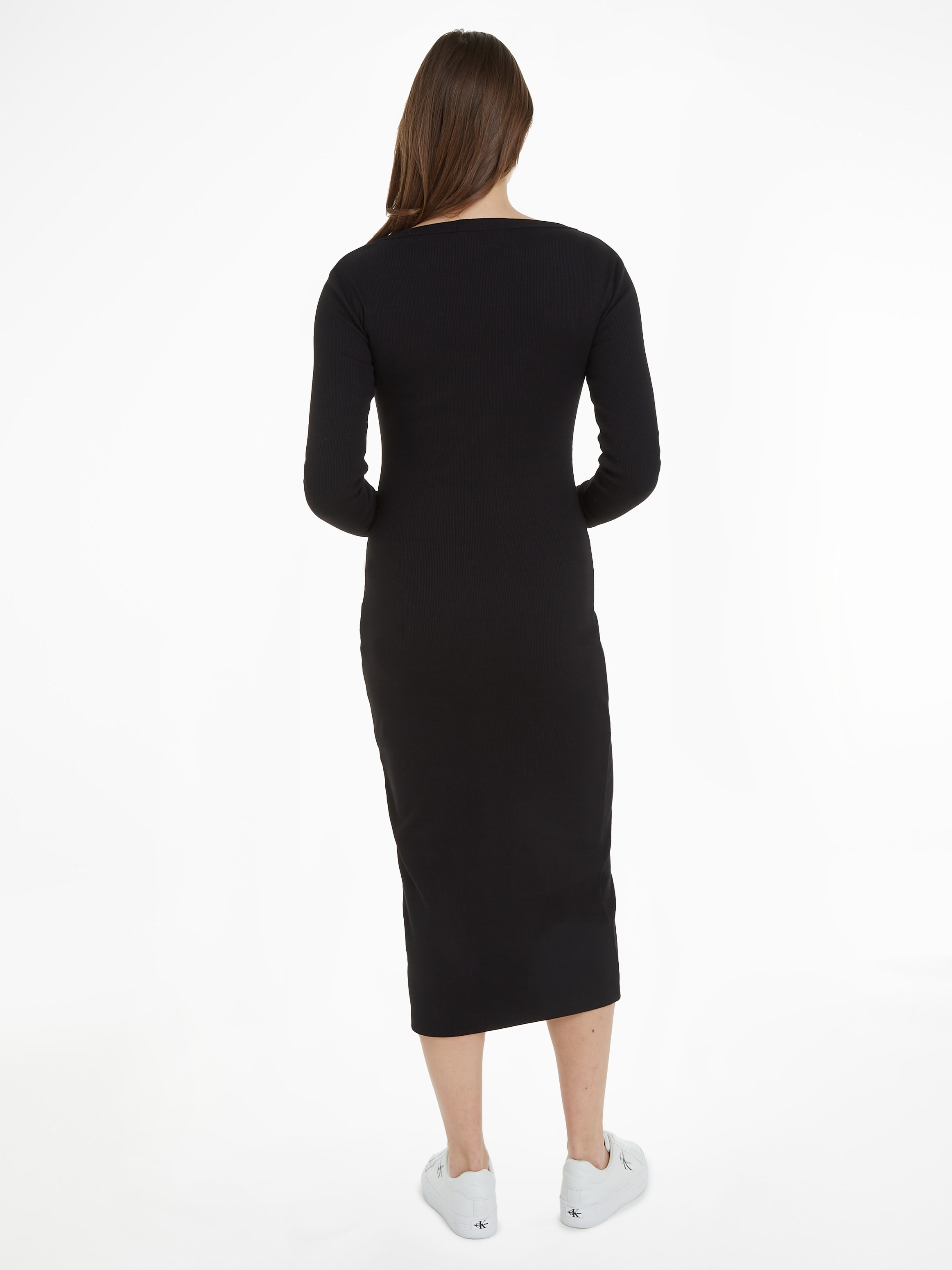 Calvin Klein Jeans Jerseykleid »LABEL LONG SLEEVE RIB DRESS«