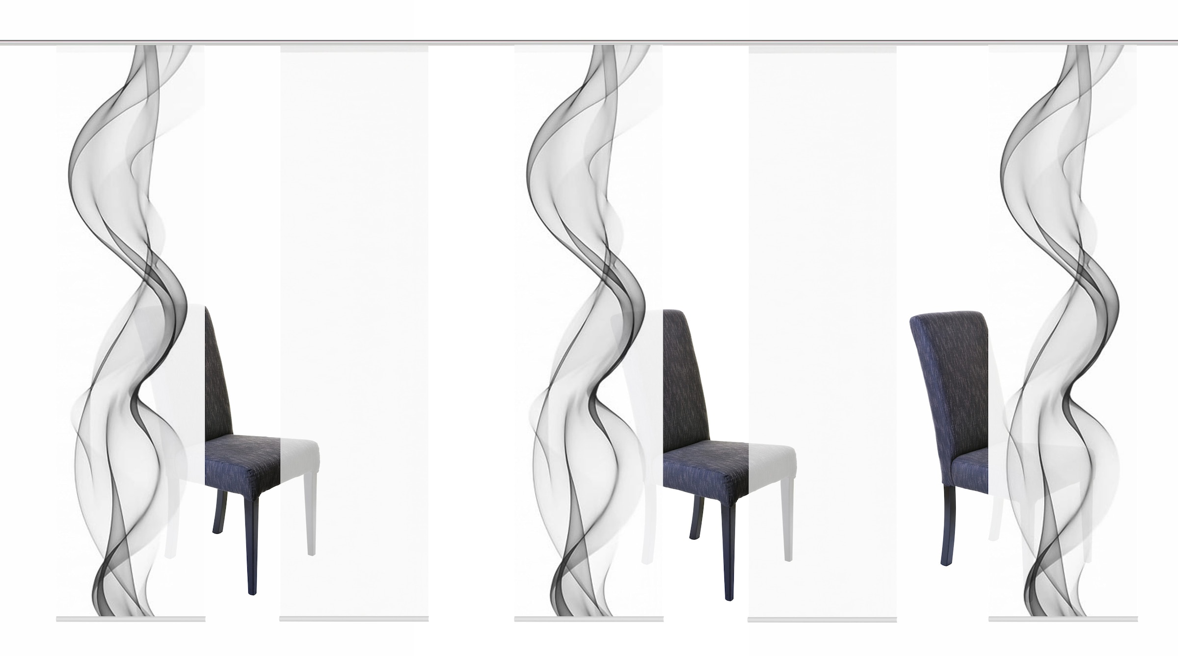 HOME WOHNIDEEN Schiebegardine »ALBERTA« Klettband 5 Stk. tlg. HxB: 245x60, Blickdicht, inkl. Befestigungszubehör