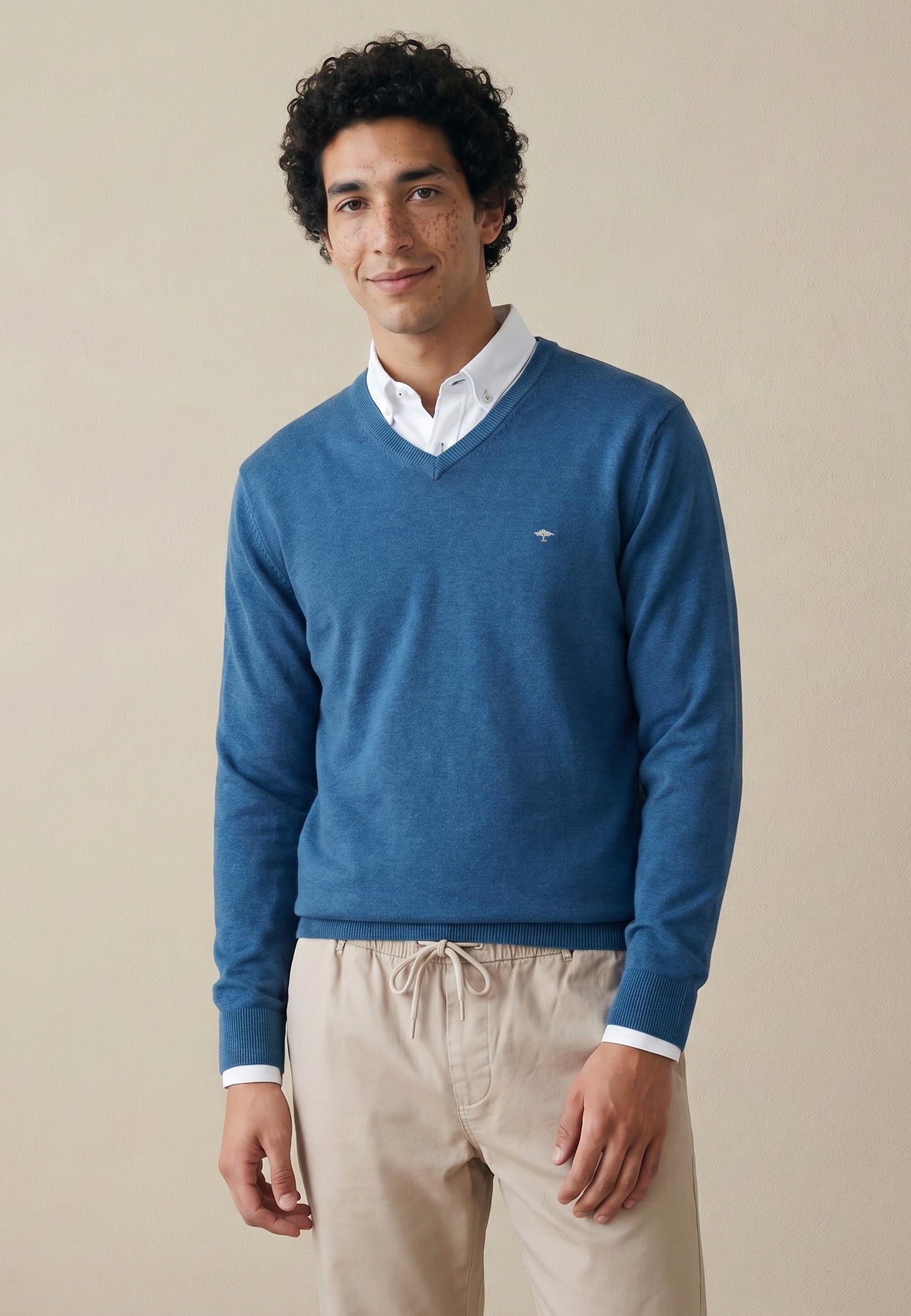 FYNCH-HATTON Strickpullover »FYNCH-HATTON Pullover mit V-Kragen« aus Baumwolle, mit V-Ausschnitt, bequeme Passform