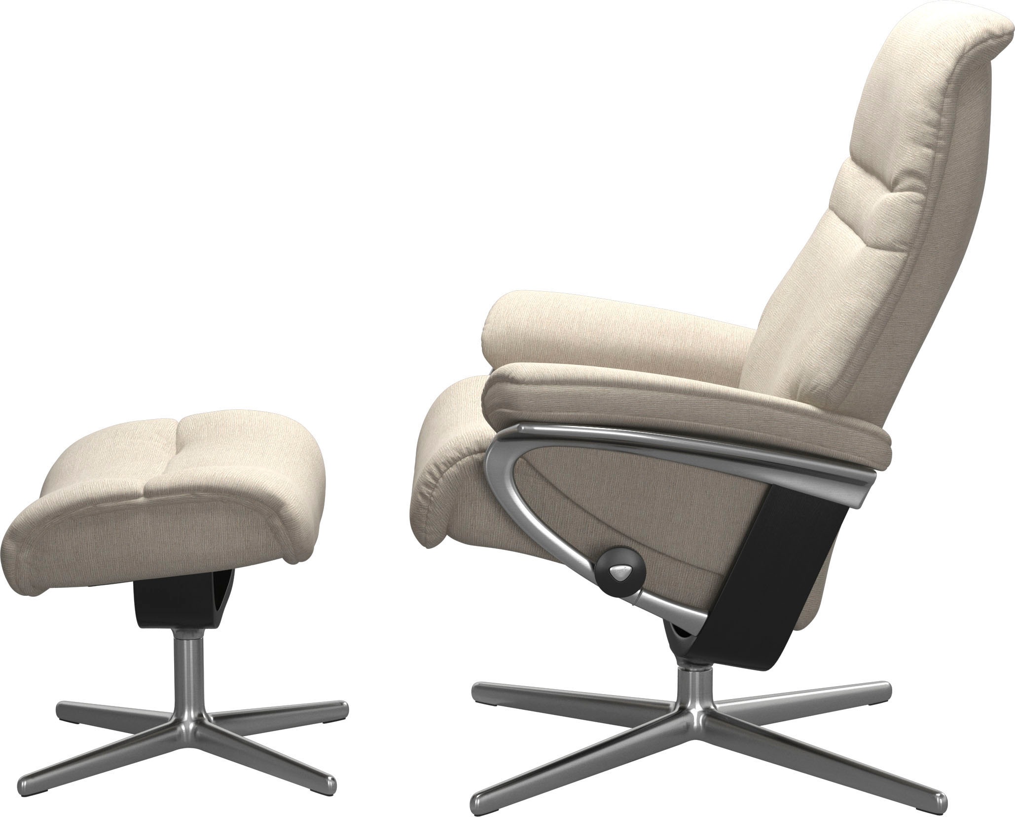 Stressless® Relaxsessel »Sunrise«, (Set, Relaxsessel mit Hocker), mit Hocker, mit Cross Base, Größe S, M & L, Holzakzent Schwarz
