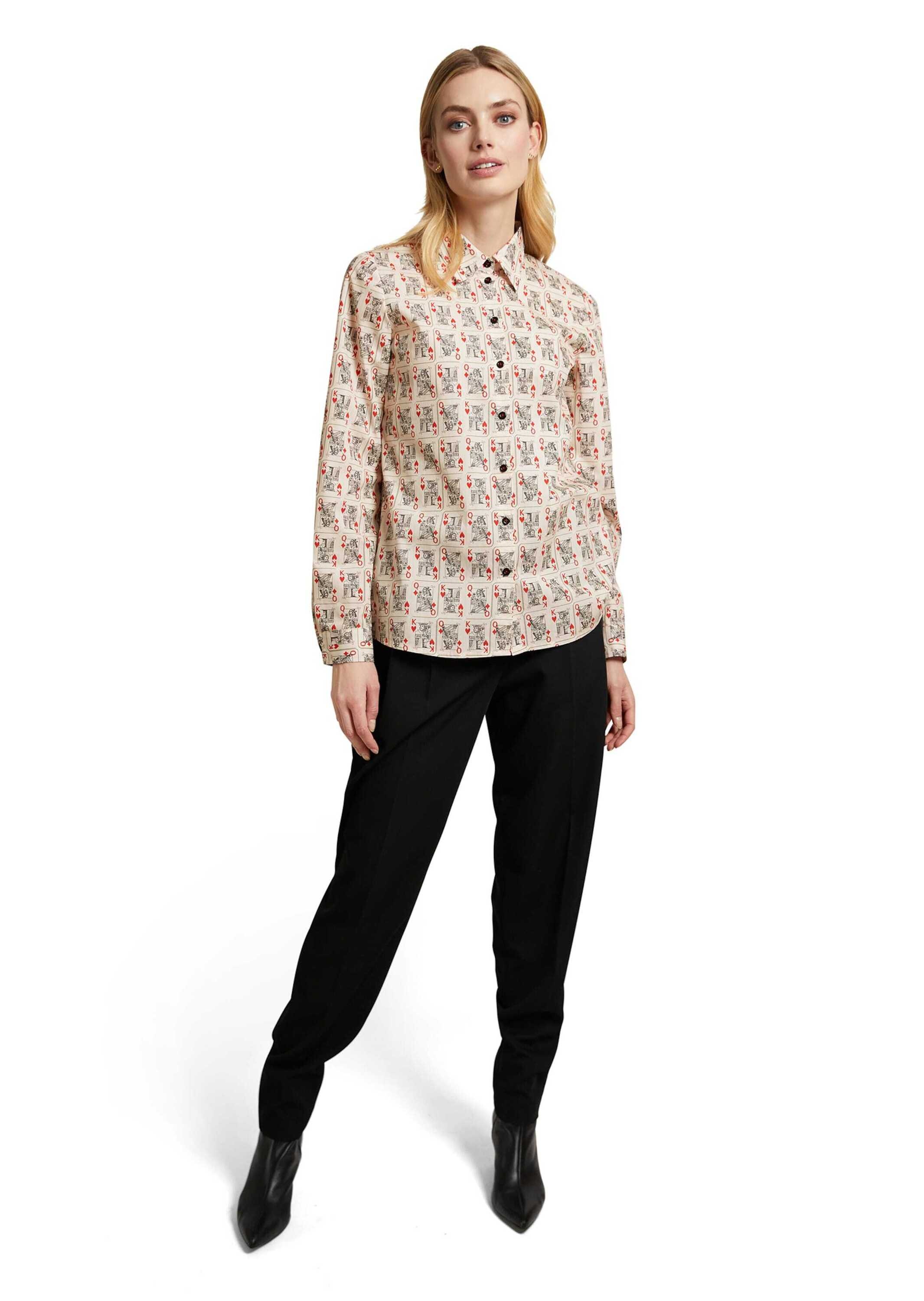 MADELEINE Langarmbluse »Bluse Baumwollbluse mit Kartenspiel-Motiven«