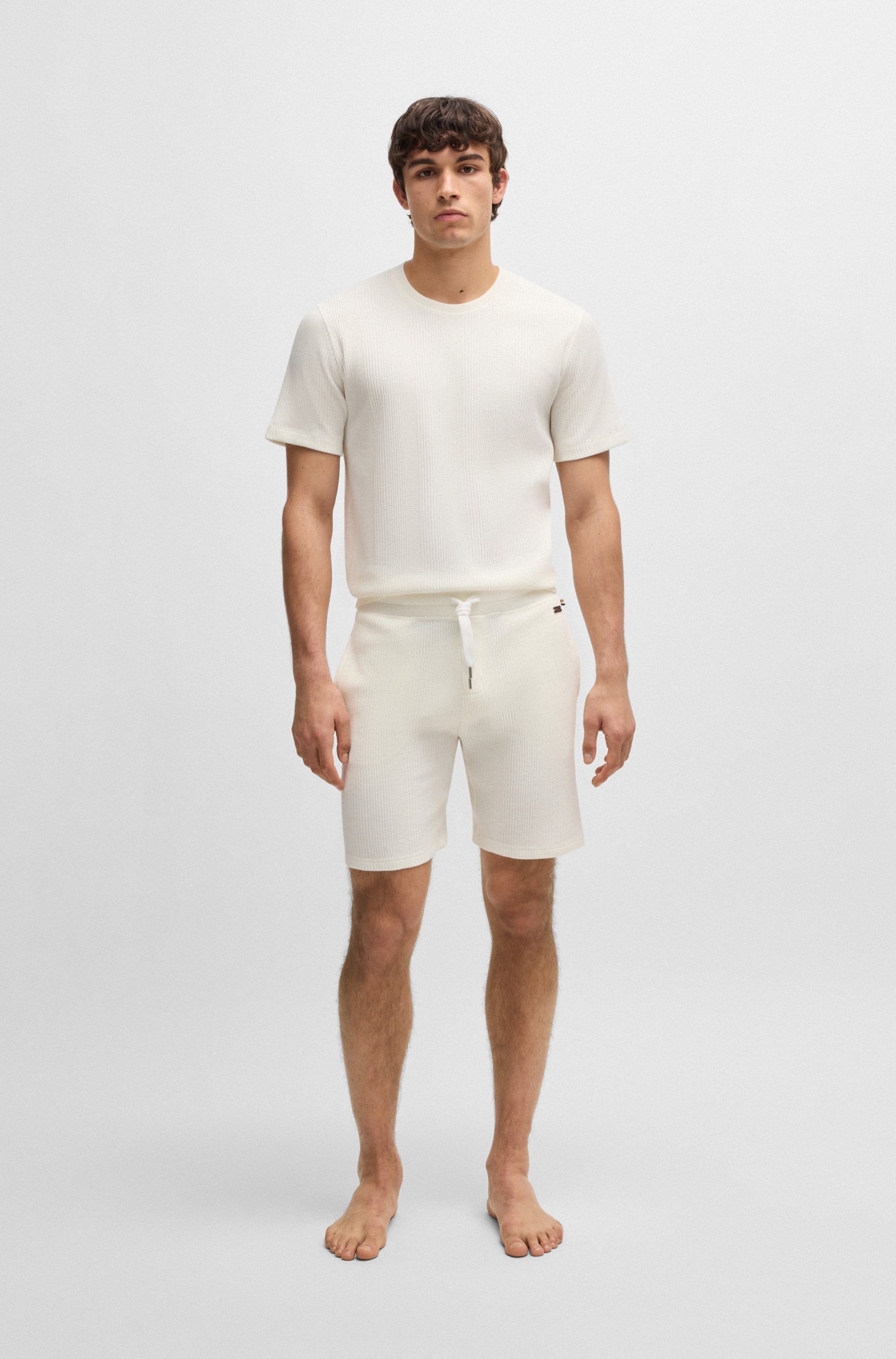 BOSS Sweatshorts »Sweatshorts Structure Sho«, kurze Hose mit Strickeinsätzen