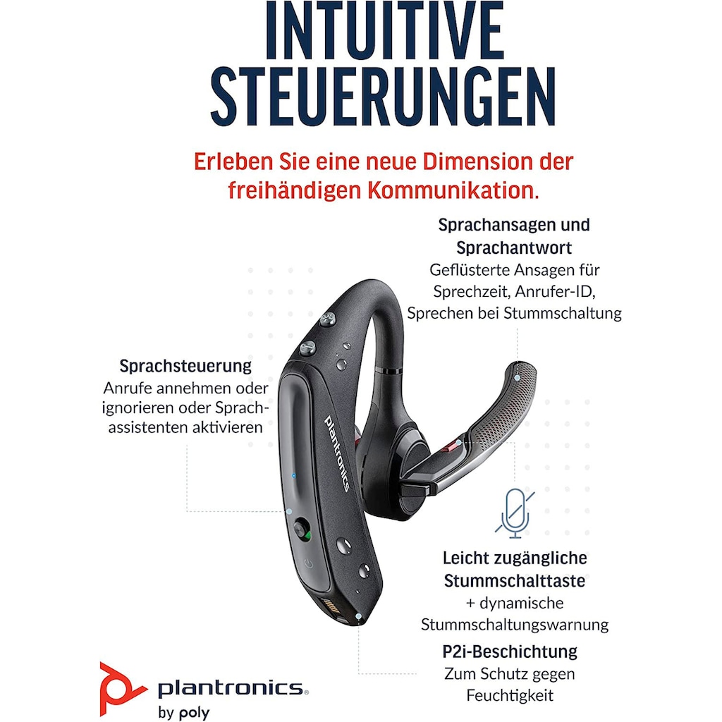 Poly Wireless-Headset »Voyager 5200«, Bluetooth, Noise-Cancelling