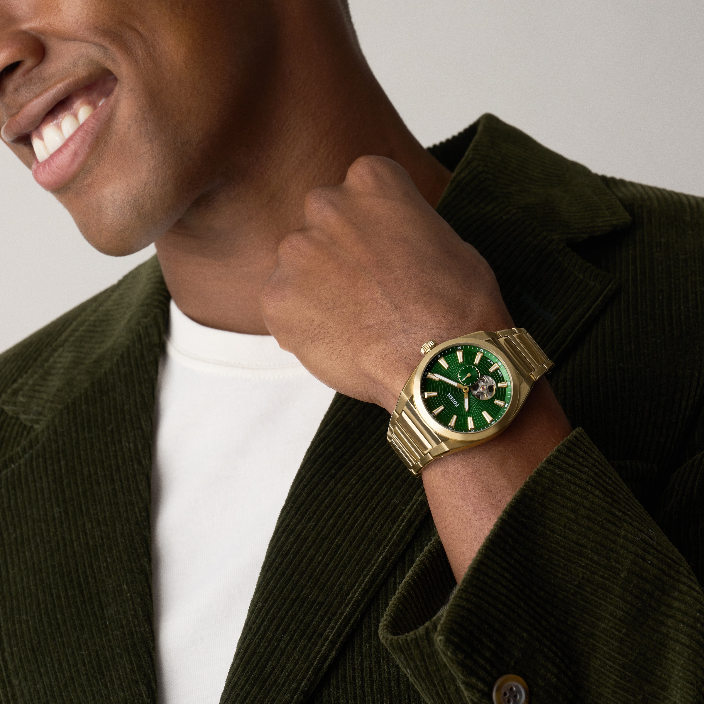 Fossil Automatikuhr »EVERETT« Armbanduhr, Herrenuhr, Mechanische Uhr, Edelstahlarmband, analog