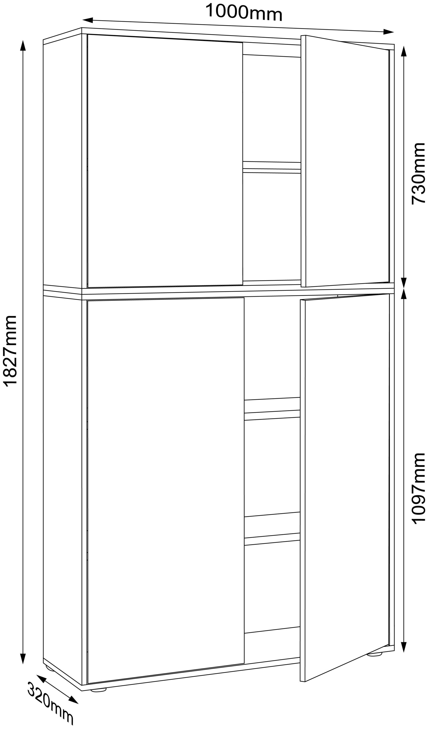 VCM Aktenschrank »VCM Holz Büroschrank Ordner Aktenschrank Büromöbel Schrank Salia 5-fach Breite 100 cm Drehtüren«, (1 St.)