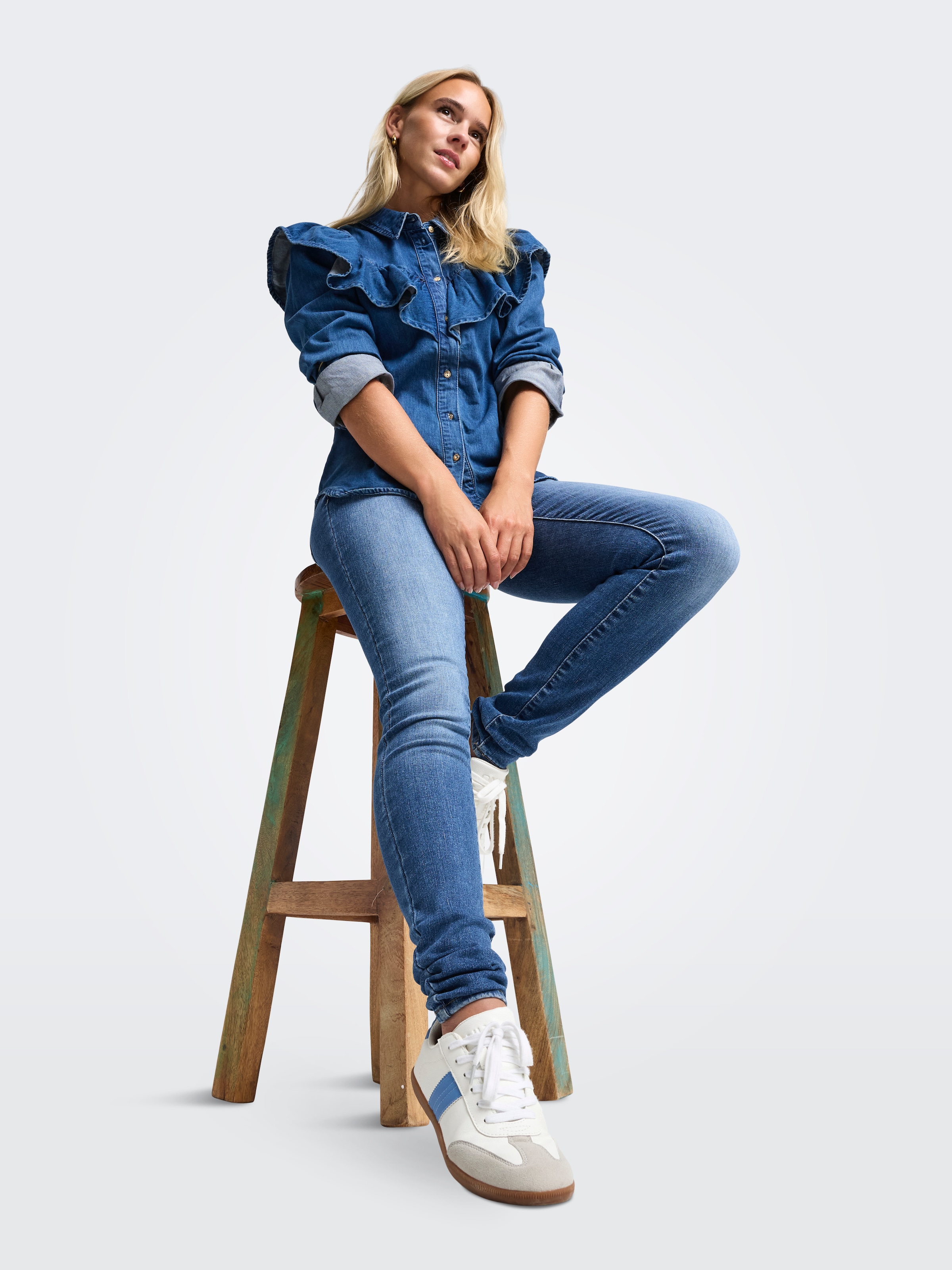 ONLY Skinny-fit-Jeans »ONLBLUSH MID SK DB WAIST DNM TAI BOX X«