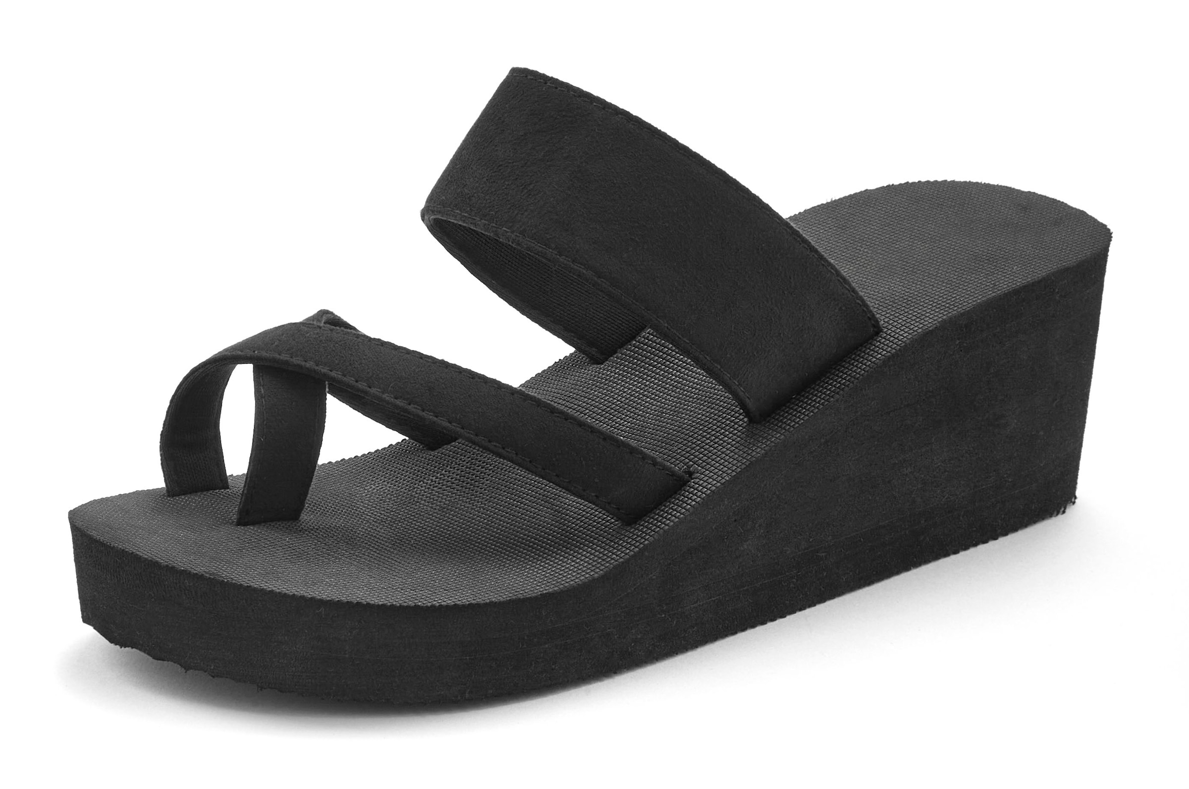 Venice Beach Zehentrenner »Sommerschuh, Pantolette, Sandale, Sandalette«, mit Keilabsatz aus wasserabweisendem Material besonders leicht VEGAN