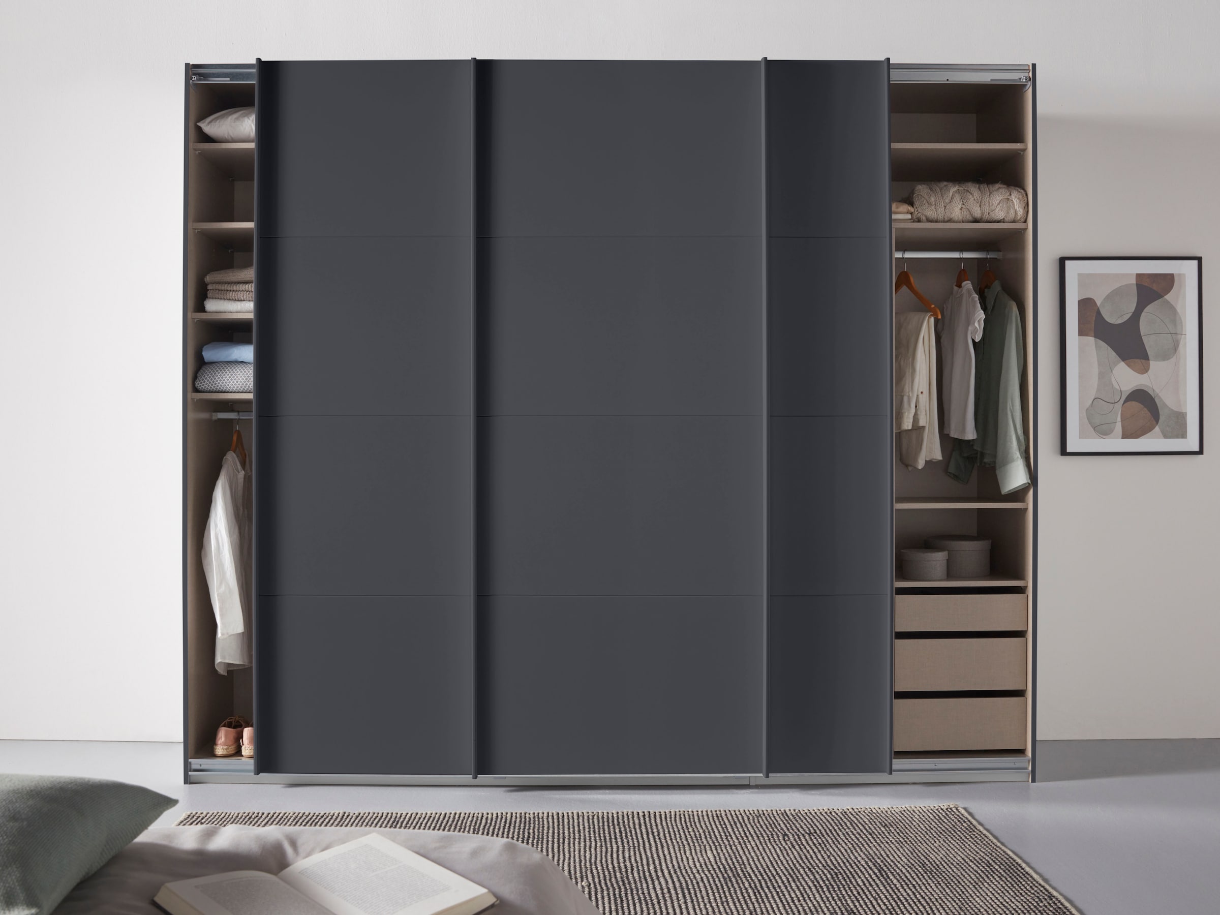 rauch Schwebetürenschrank »Kleiderschrank Schrank Garderobe TOPSELLER OTELI inkl. Inneneinteilung«, mit 3 Innenschubladen sowie zusätzlichen Einlegeböden MADE IN GERMANY