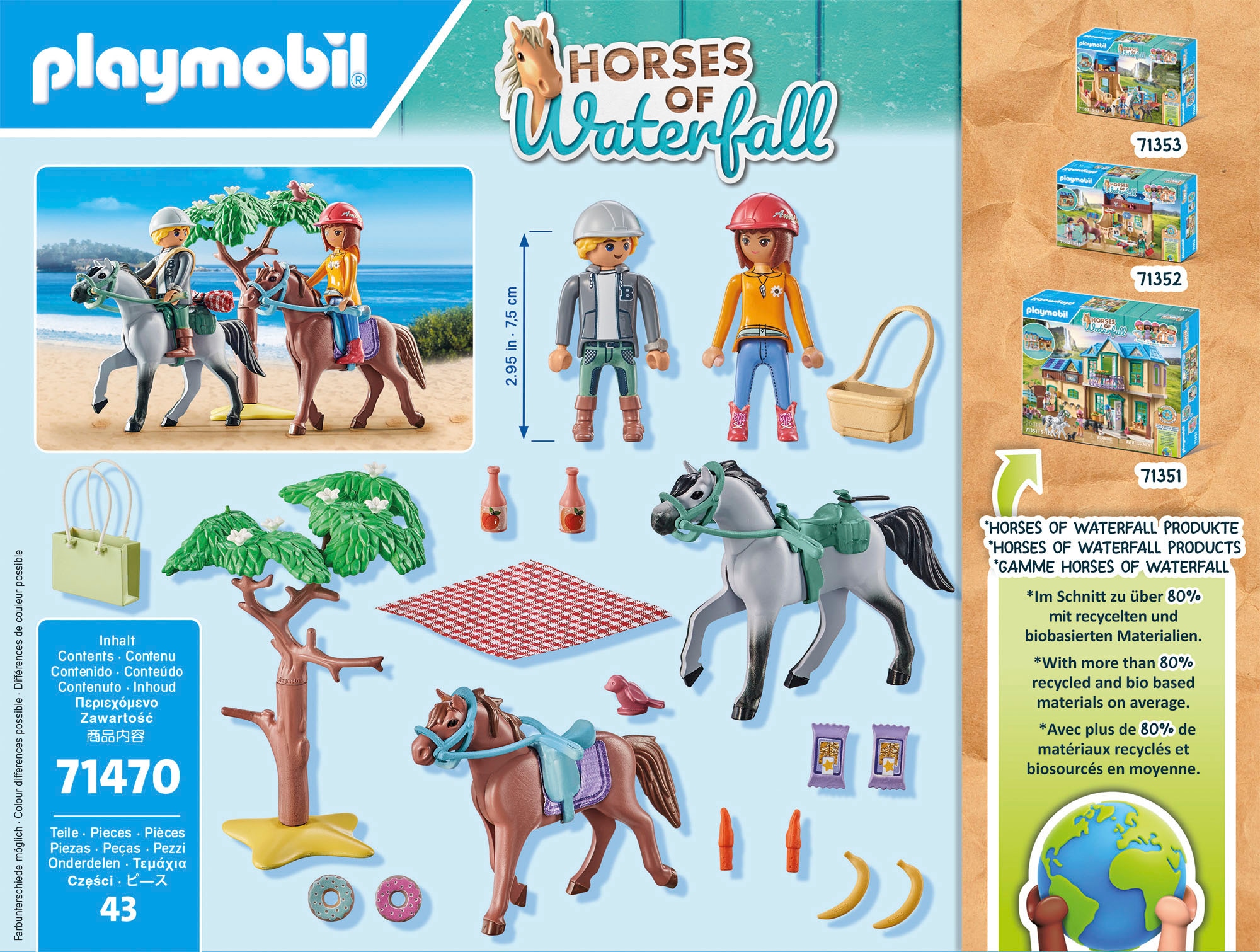 Playmobil® Konstruktions-Spielset »Reitausflug an den Strand (71470), Horses of Waterfall« mit Amelia und Ben; teilweise aus recyceltem Material; Made in Europe