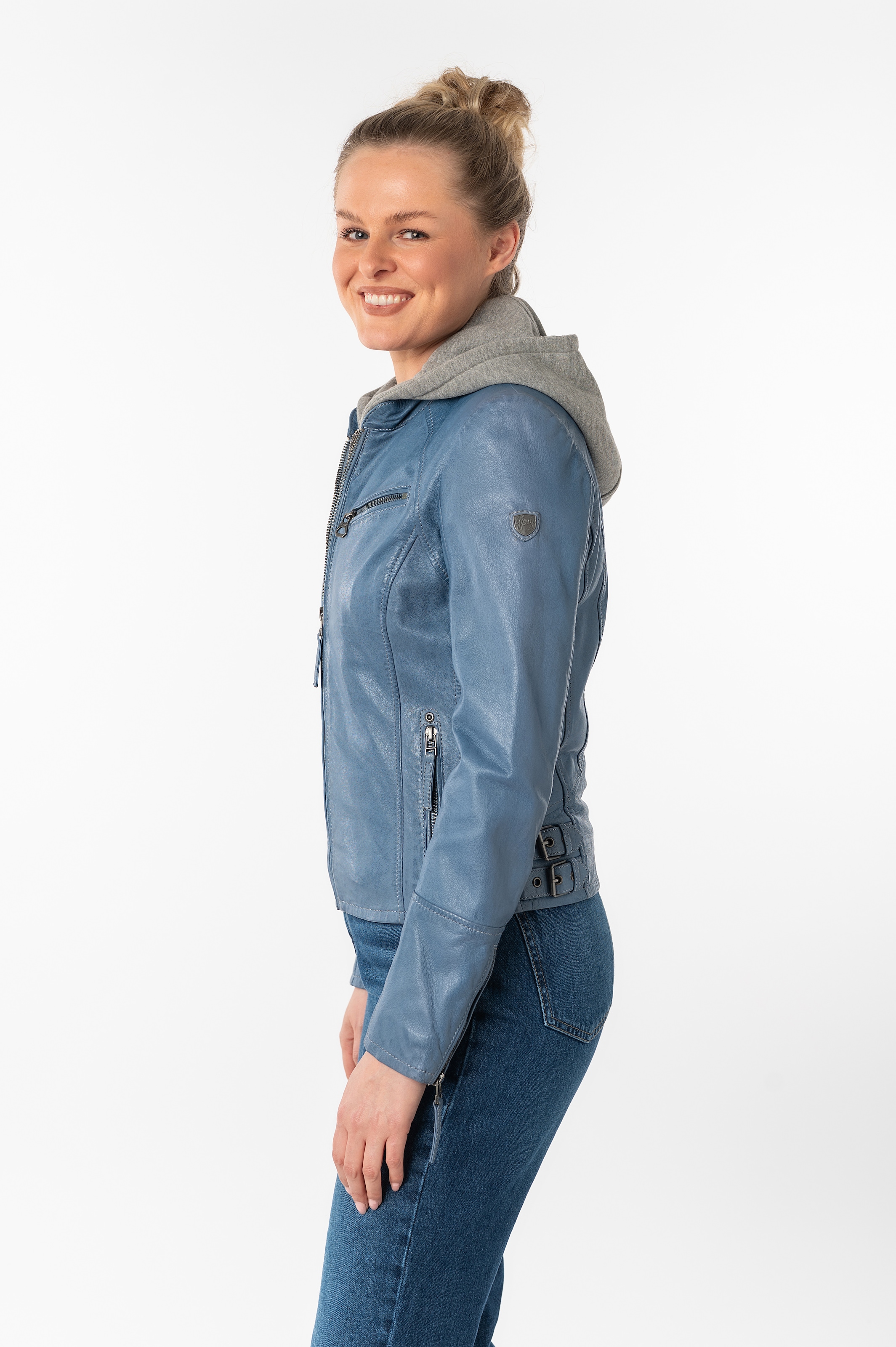 Mauritius Lederjacke »NOLA«, mit Kapuze, Two-in-One Style - mit abnehmbarer Jersey-Kapuze