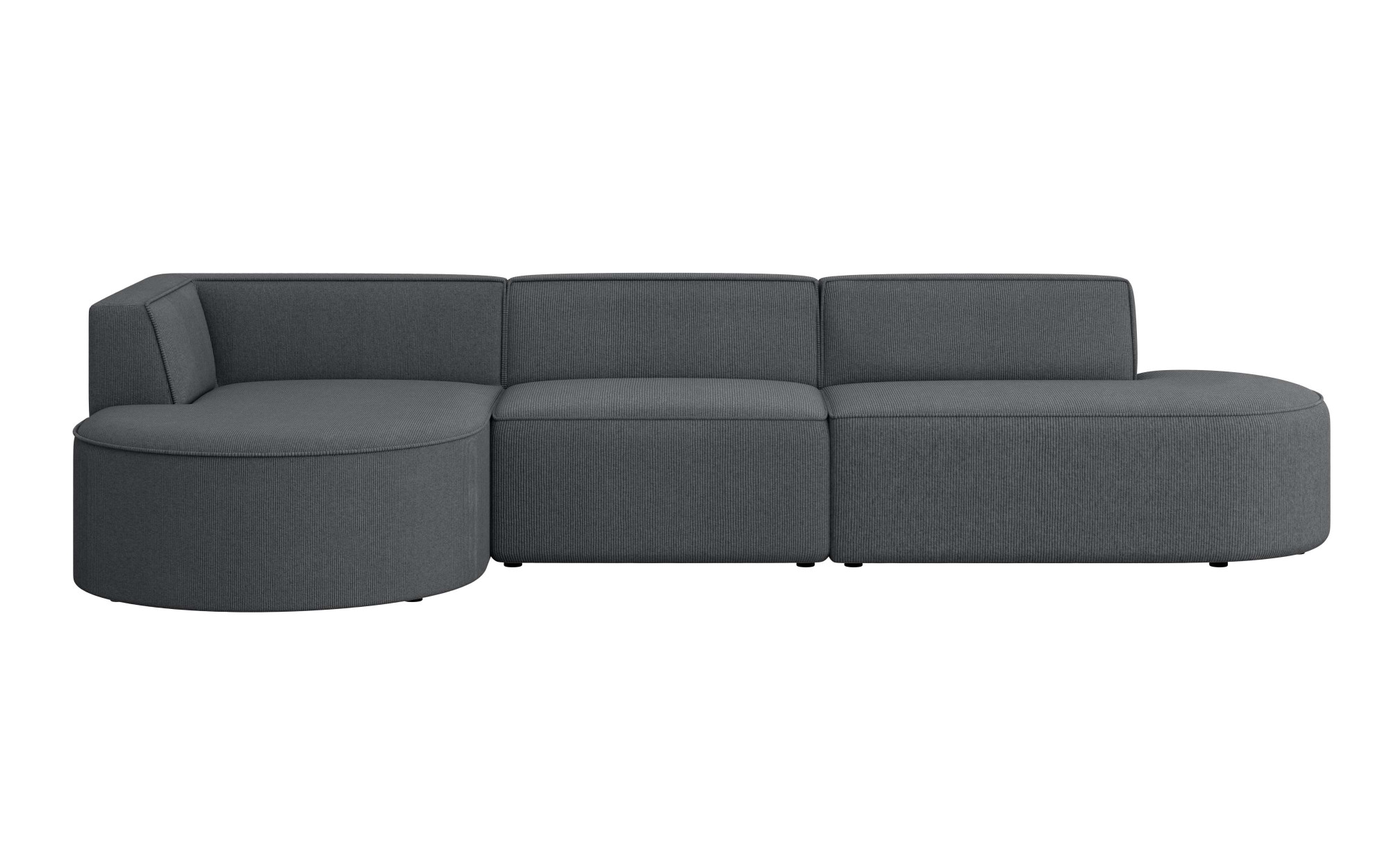 andas Ecksofa »EIVIND Designer Sofa mit Ottomane rechts/links, B/T/H: 343/159/72 cm«, L-Form mit Wellenunterfederung, auch in Feincord und Bouclé