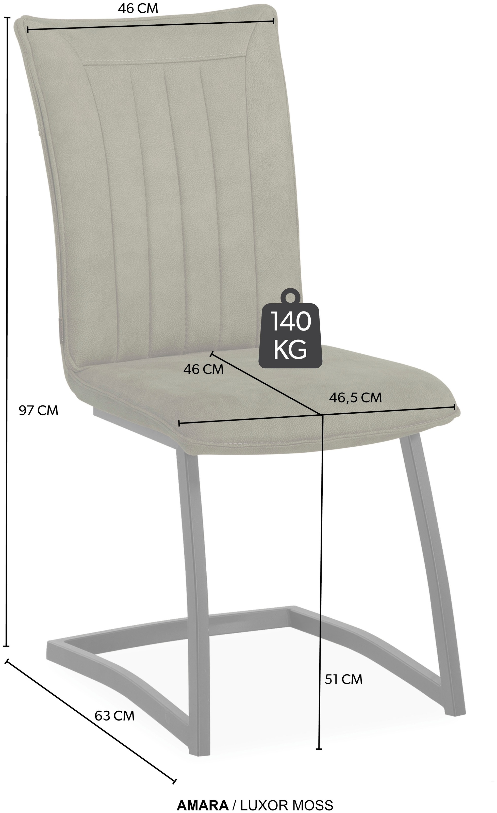 OMG Design Freischwinger »Amara«, (Set), 1 St., Stoff, Esszimmerstuhl, Küchenstuhl, pflegeleichter Bezug