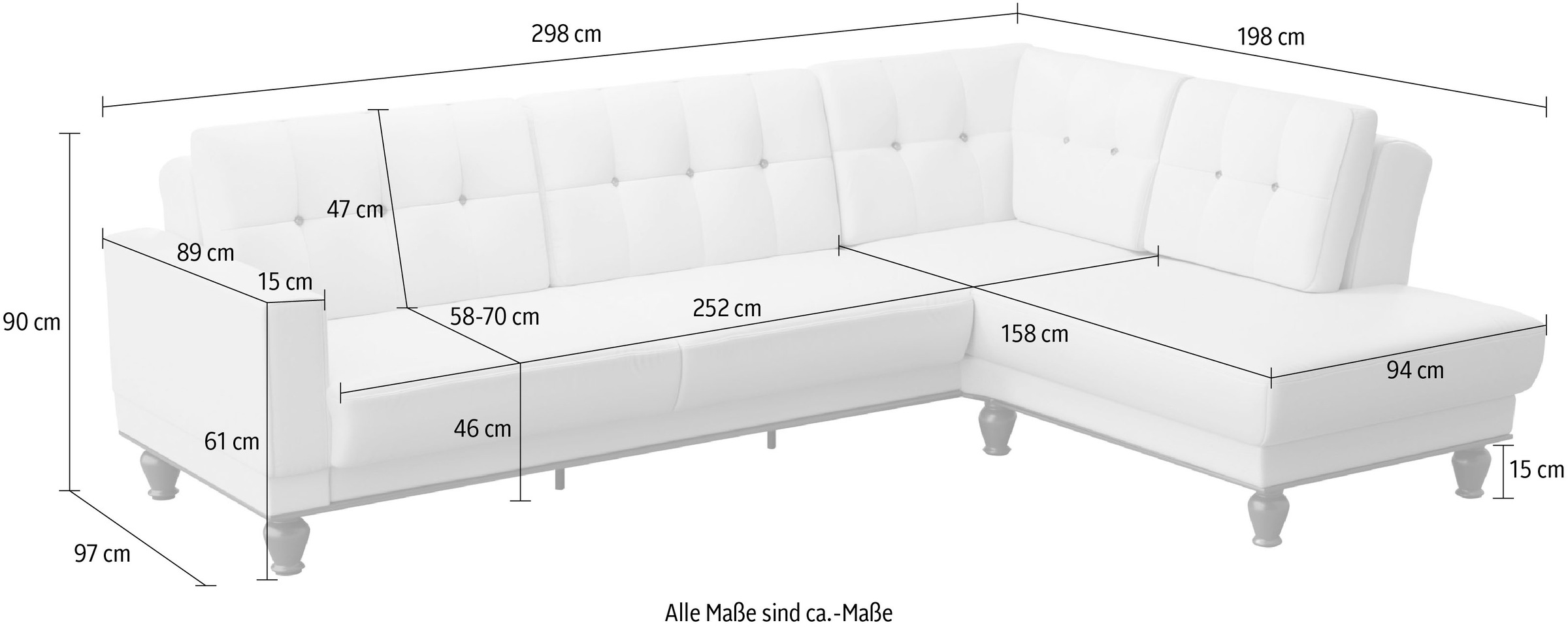 sit&more Ecksofa »Orient 5 V L-Form«, mit Strass-Stein, wahlweise mit Bettfunktion und Bettkasten