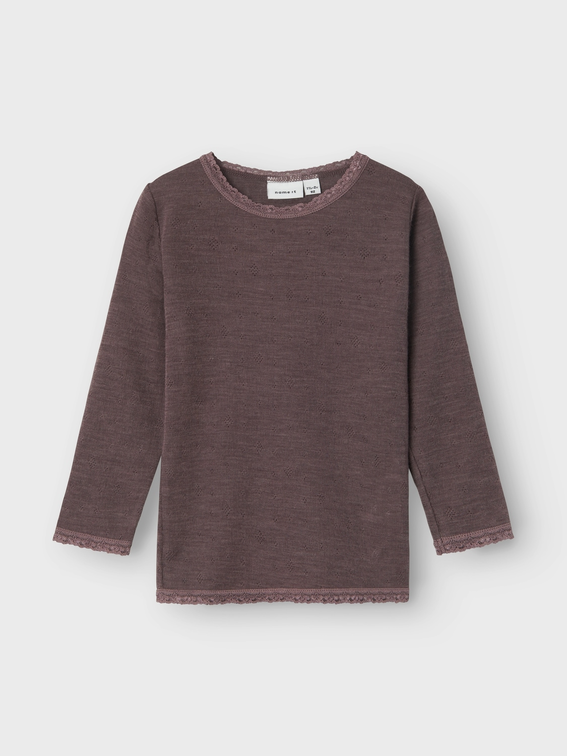 Name It Langarmshirt »NMFWANG WOOL NEEDLE LS TOP SOLID NOOS«, aus reiner Merinowolle