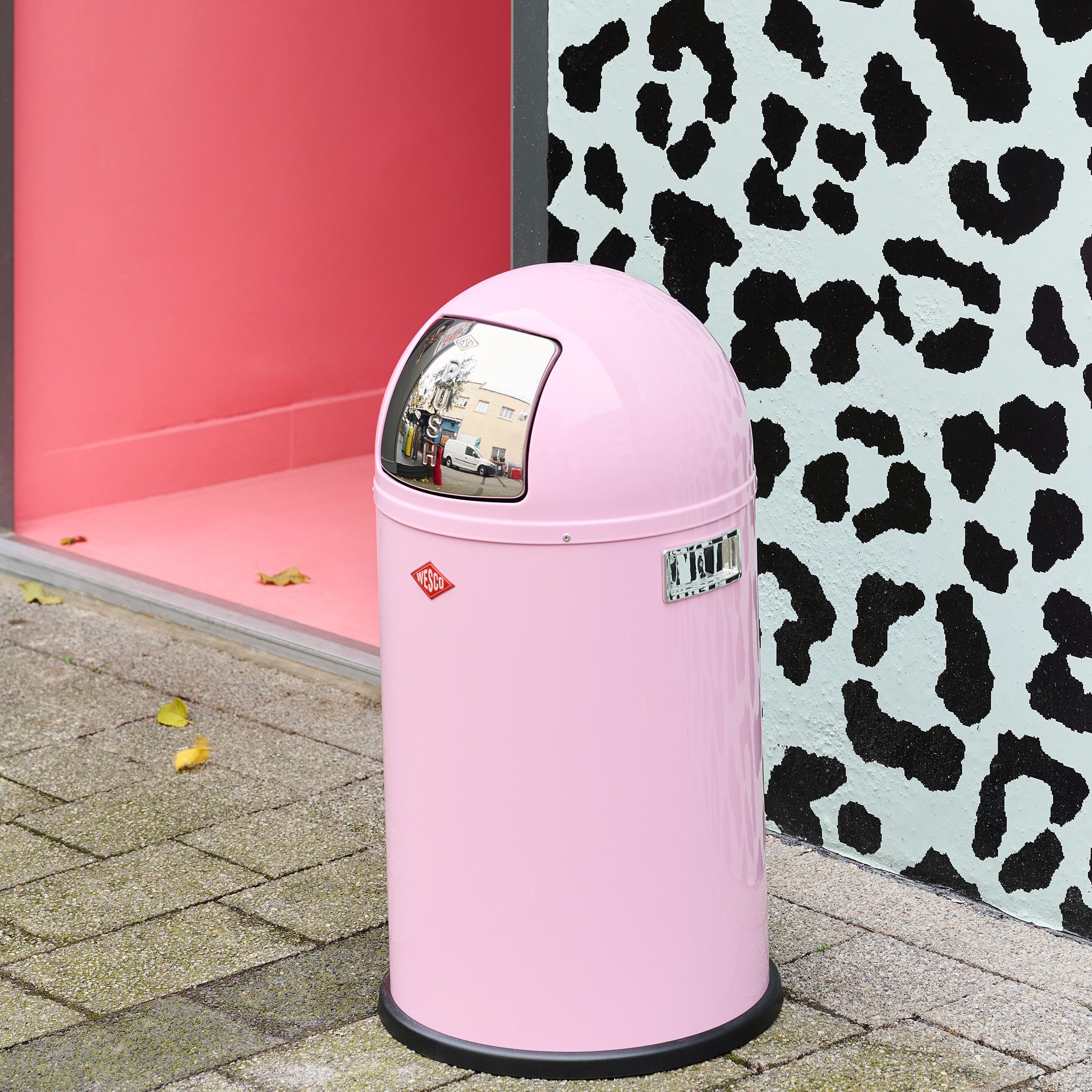 WESCO Mülleimer »Pushboy Abfallsammler« 1 Behälter mit Metalleinsatz, Griffe, Einwurfklappe aus Edelstahl und Bodenring