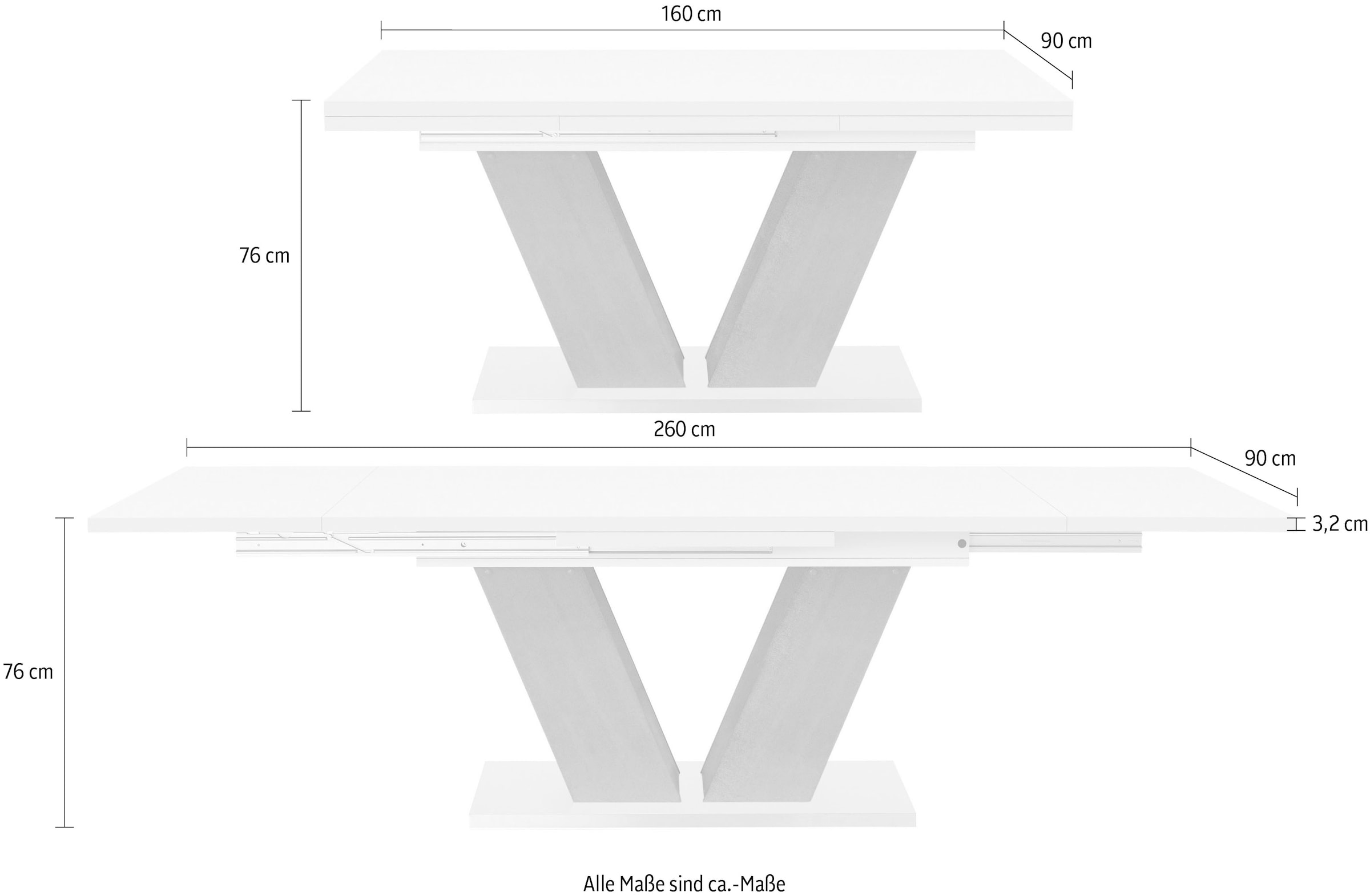 Raten Esstisch Breite und 160-260 in Auszugsfunktion, D«, bestellen Mäusbacher V-Gestell graphit mit mit cm auf »Komfort